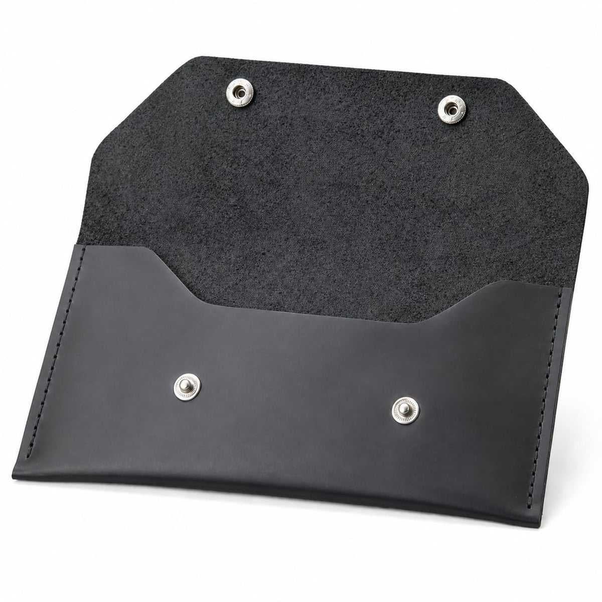 ZEMARS Genuine Leather Cash Envelope Wallet, Two Snap Money Pouch for Men and Women, Reusable Budget Envelope Wallet, Slim Organizer for Cash, Cards, Receipts, Checks and Keys (Black)