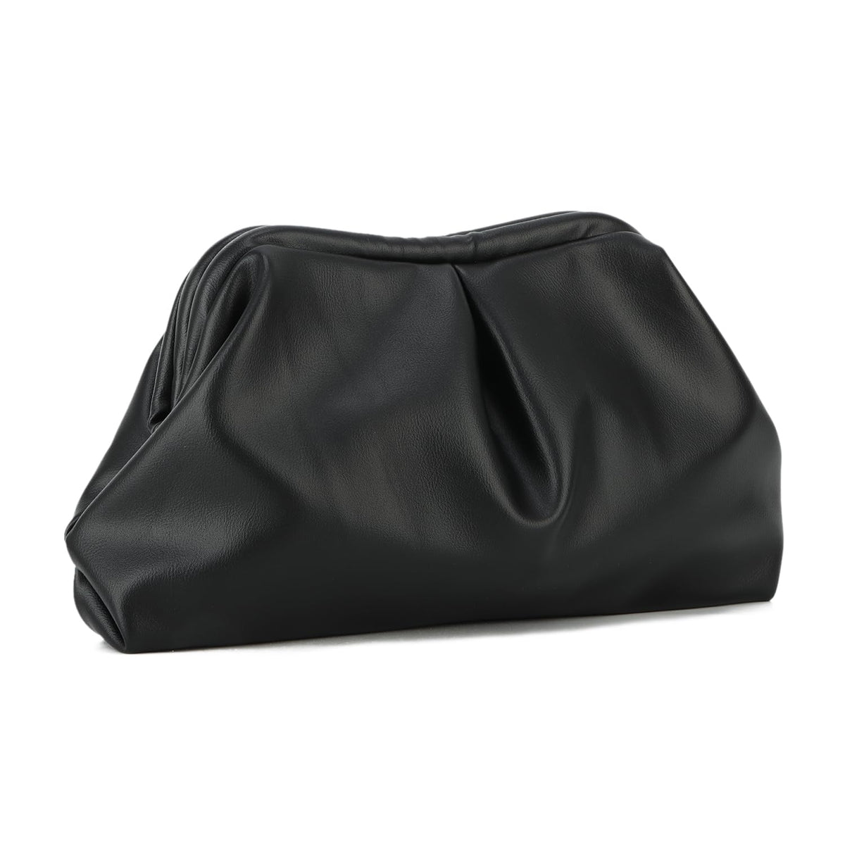 Oweisong Soft Leather Clutch Purse for Women Silver Cloud Evening Handbag Ruched Dumpling Bag for Vacation Party
