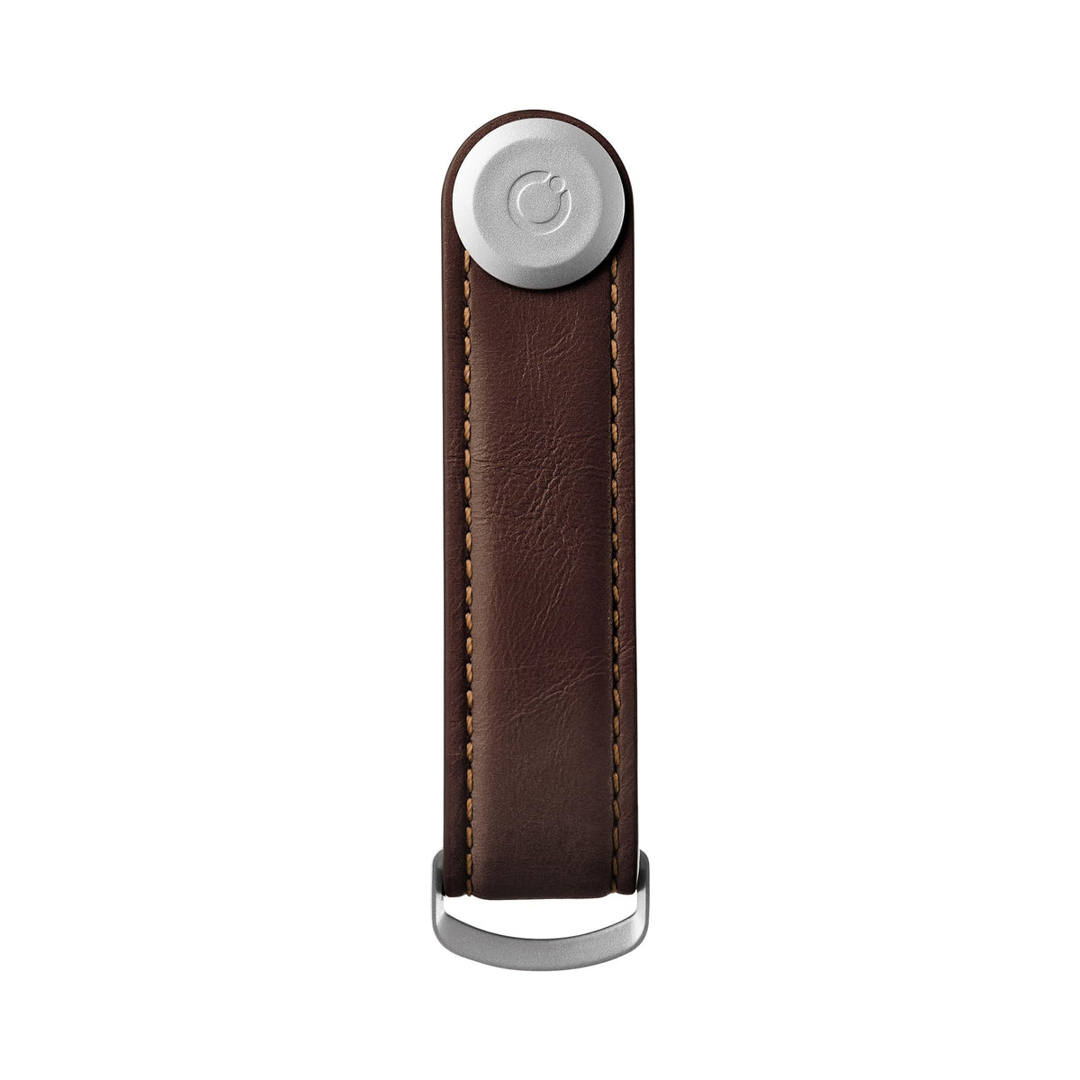 orbitkey Leather Key Organizer | Durable, Stainless Steel Locking Mechanism, Slim & Quiet Profile | Holds up to 7 Keys, Espresso with Brown Stitching