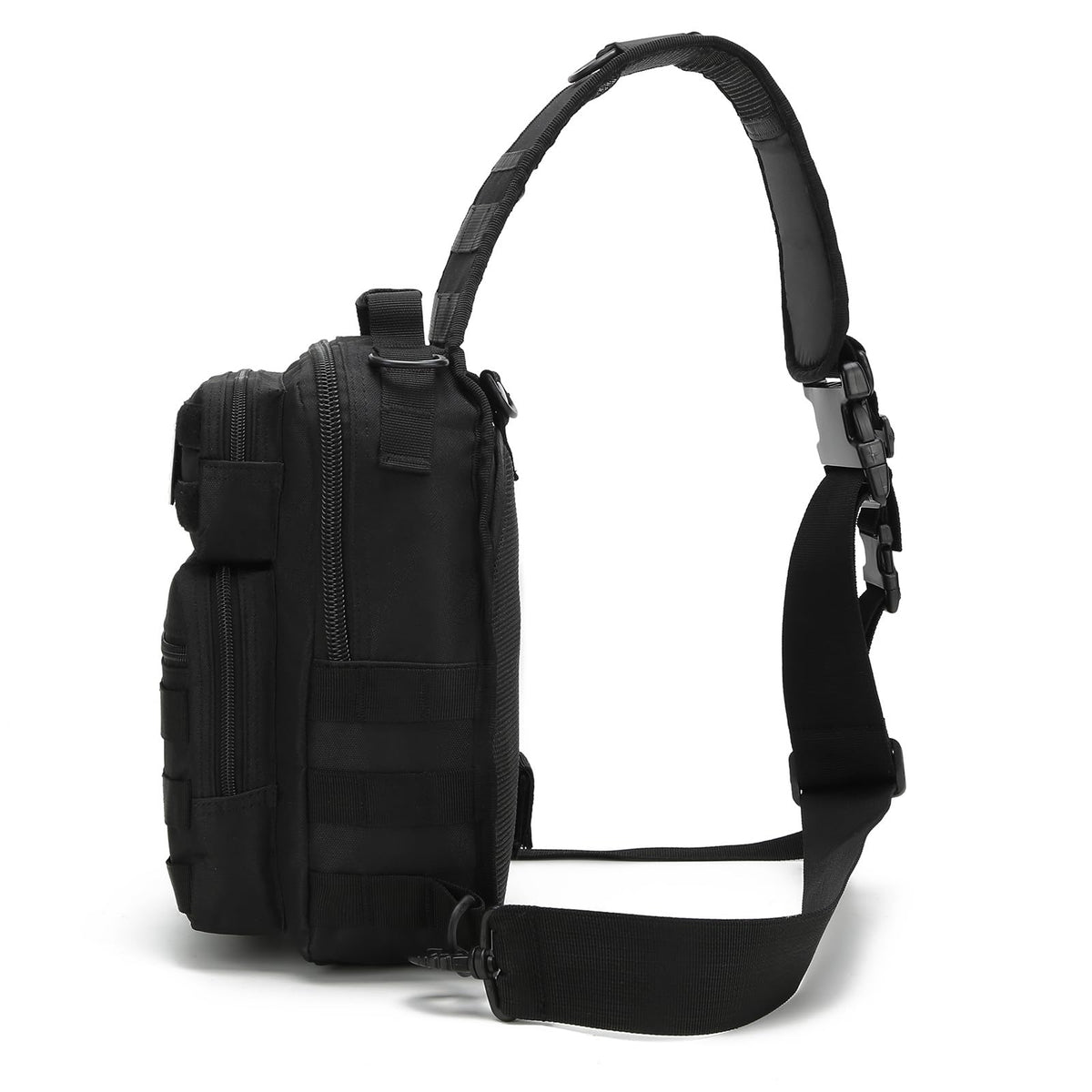 aYrap Tactical Sling Bag for men, Shoulder Backpack Molle Assault Range Bags Chest Pack Day Pack Crossbody Bag (Black)