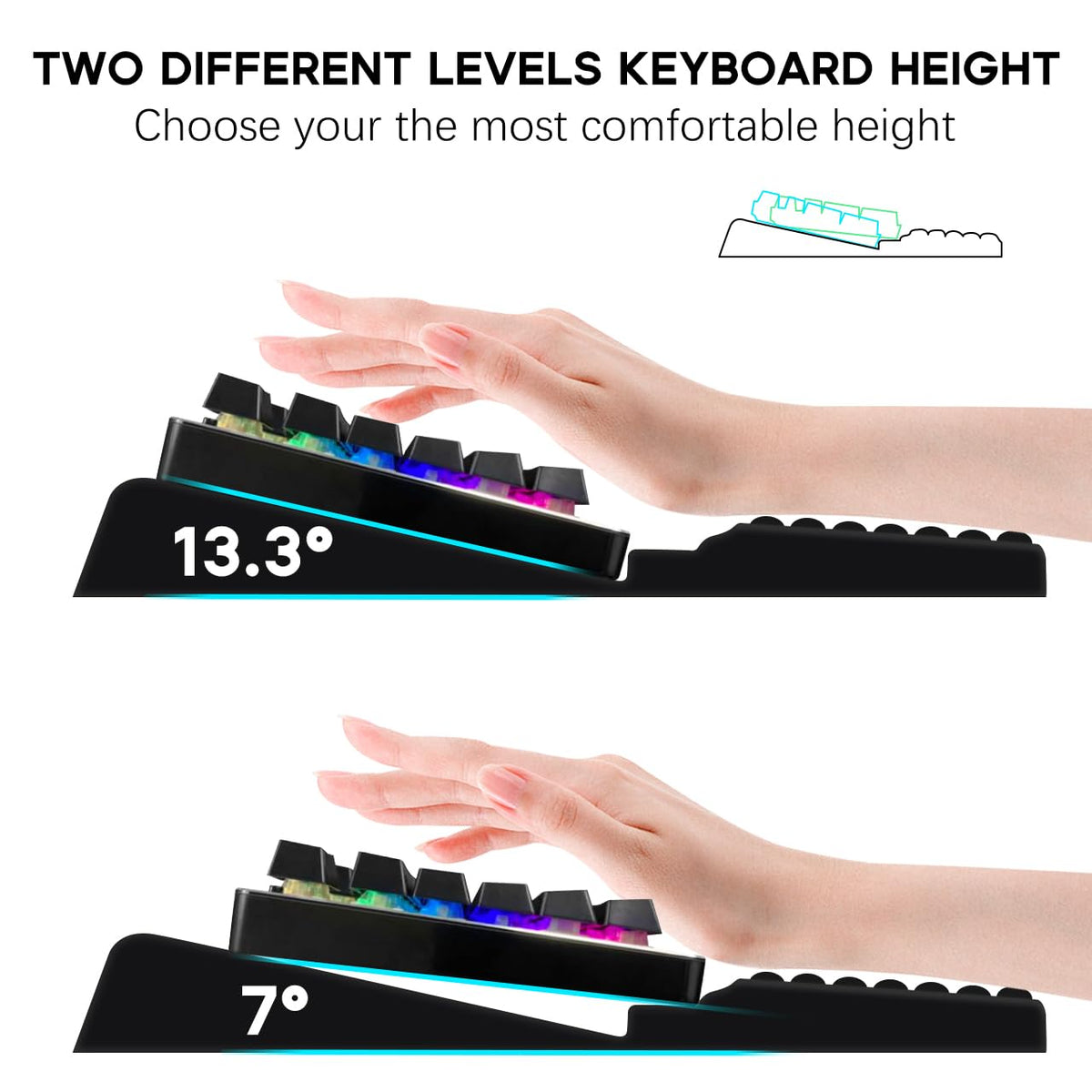 JIKIOU Keyboard Stand with Wrist Rest, Computer Keyboard Stand Pad with Non-Slip Base, Comfy Ergonomic Keyboard Riser Holder for Gaming Office Home 17.13x9.5 in Black