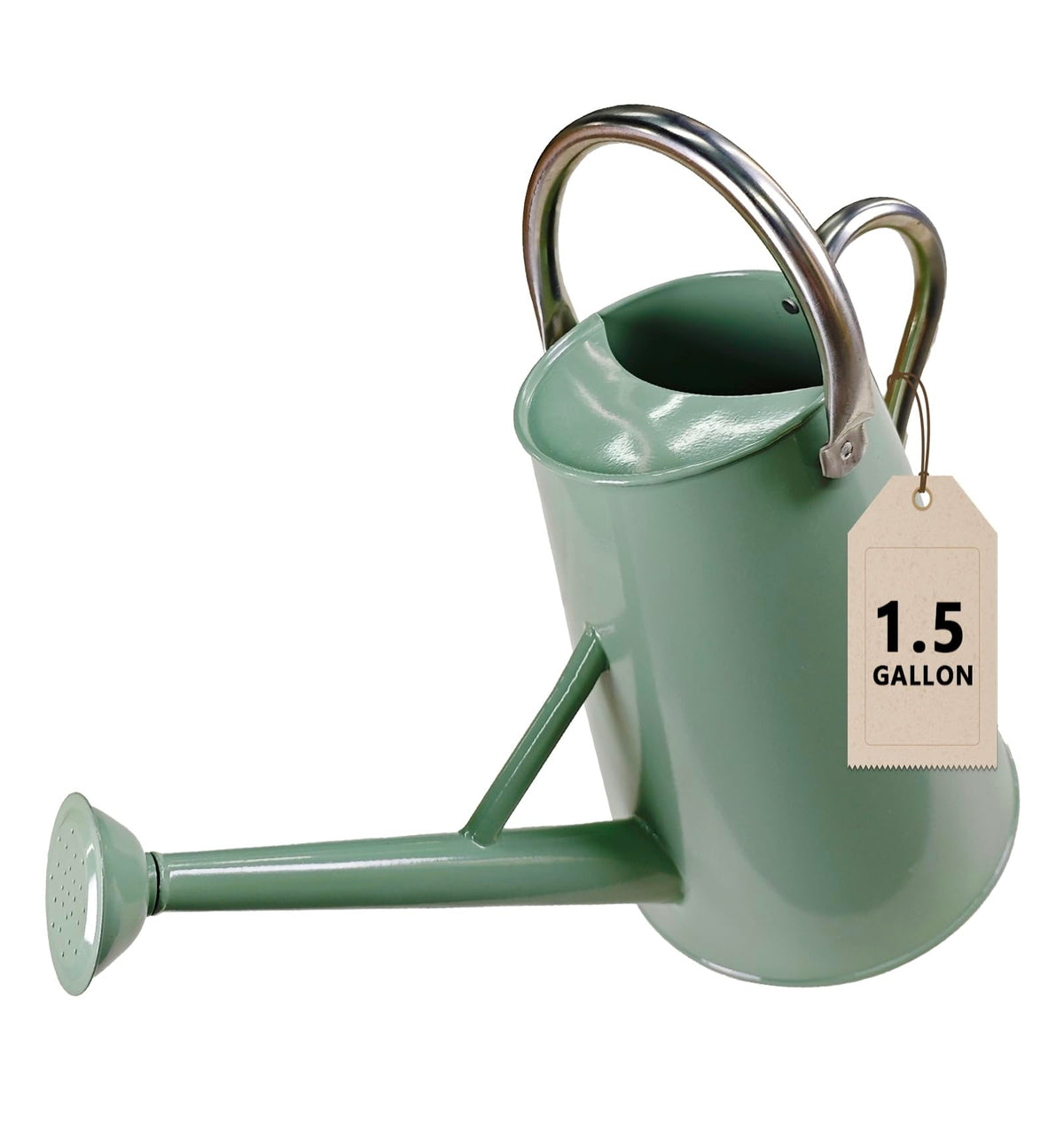 Watering Can for Outdoor&Indoor Plants，1.5 Gallon（5.7L） Metal Watering Can with with Removable Spout，Large Galvanized Steel Garden Flower Water Can Watering Pot with 2 Handles，Cream Green