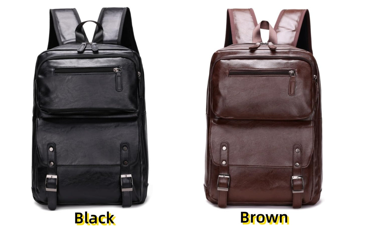 ORILOOSEN PU Casual Backpack，Men Women casual Leather laptop backpack，Daily commuter leather backpack，work bag (Brown)