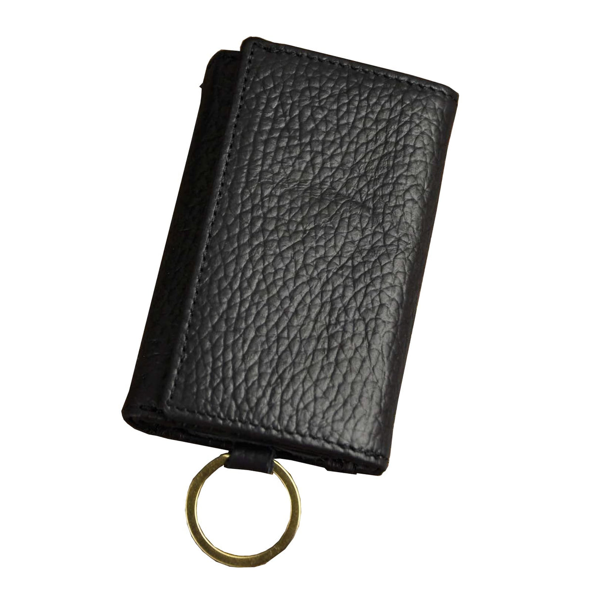 Le'aokuu Mens Genuine Leather Car Key Case Loop Hook Coin Case Cover Wallet Snap (The Black 2)