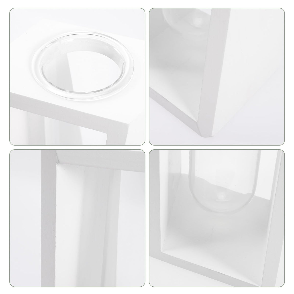 Alipis Wooden Frame Test Tube Vase Set, Small Glass Hydroponic Plant Propagation Tubes for Home Decoration, White Nordic Style Terrarium Container for Succulents and Greenery