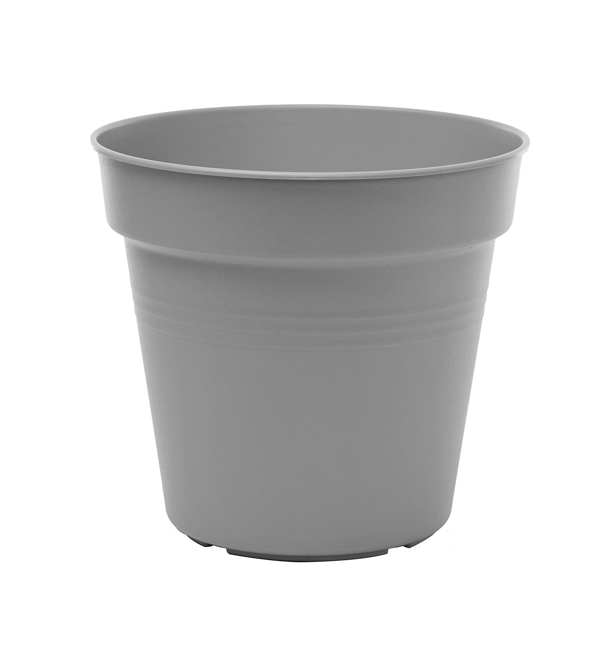 Mintra Garden Pots, 4 Pack Bulk Plastic Plant Pots with Drainage Tray, Round Indoor & Outdoor Decorative Planters with Drain Holes for Flowers, Herbs & Plants, 19cm Diameter – Grey, 7.5 in