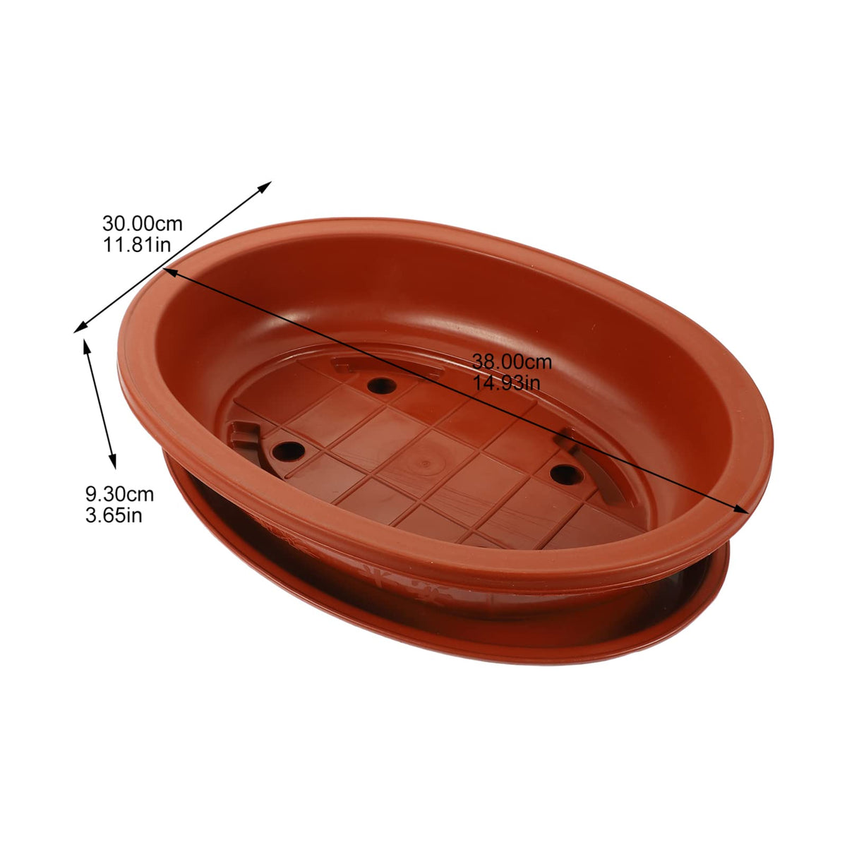 ERINGOGO Bonsai Training Pot with Drip Tray, 15 Plants Growing Plastic Oval Planter Drainage Holes, Large Low Flower for Nursery, Garden, Red, 15in, ADY92SCB3358Z136N