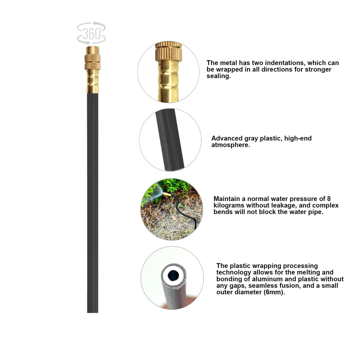 New drip Irrigation kit, Automatic Garden Watering System, Quick Connector and 360-degree Bending Dropper atomizing Copper Nozzle, Garden Plant Lawn Courtyard Watering System. (100FT)