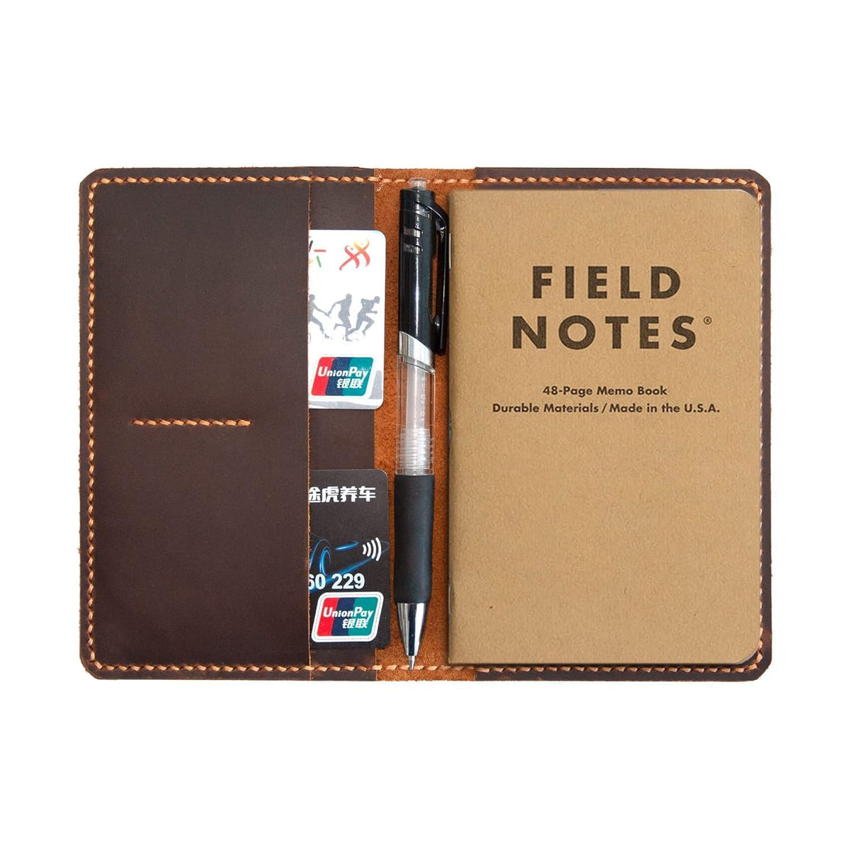 Handmade Leather Cover For 3.5"X5.5" Notebooks,Leather Journal Cover for Field Notes, Gift For Him (Brown)