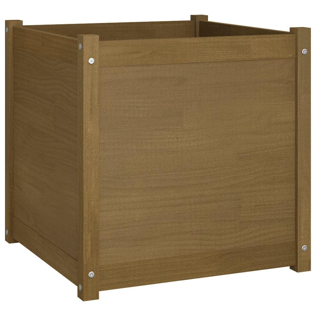 Keeushr Honey Brown Solid Pine Wood Large Durable Garden Planter, Rustic Outdoor Planter Box for Flowers Vegetables Herbs, Sturdy Assembled for Patio Balcony Garden Decor, 1 Piece