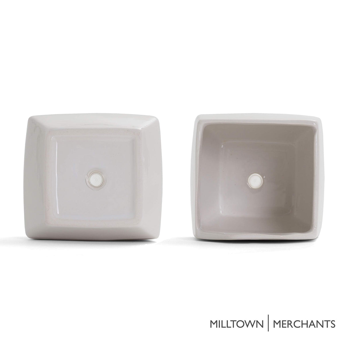 Milltown Merchants Succulent Wall Planters - Wall Vases - White Ceramic Wall Mounted Planters - Succulent Plant Pots - Hanging Vases for Living Wall (2 Pack/Contemporary/White)