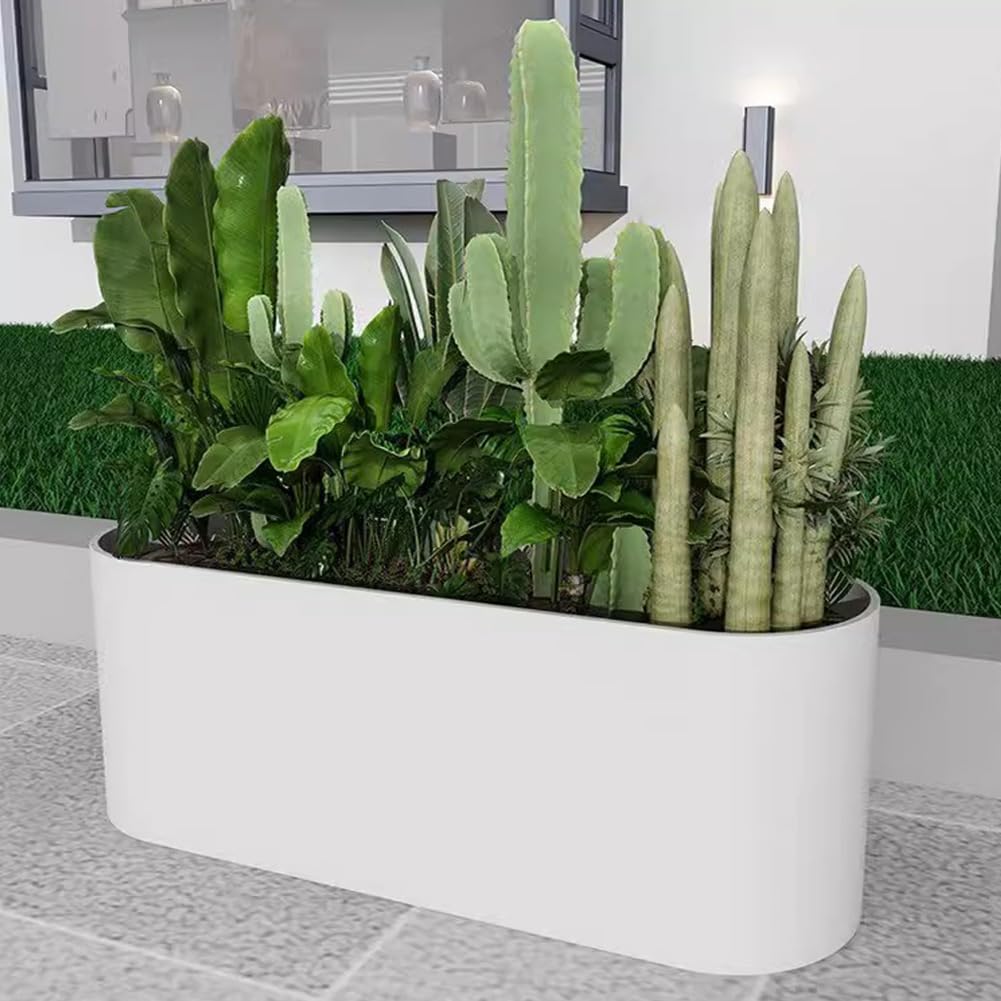 Sions Freestanding Planter Garden Beds, Outdoor Galvanized Planter Raised Garden Boxes, Raised Vegetable Gardens and Balcony Plant Tray Planting Beds,White 60cm*30cm*70cm