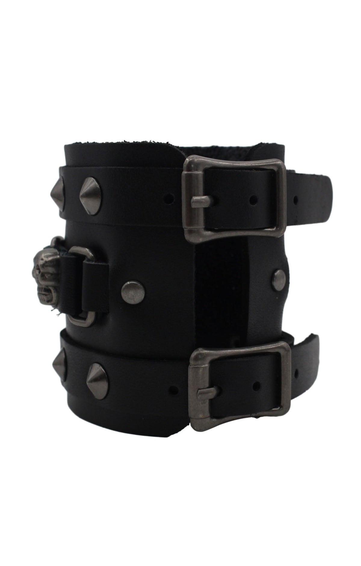 Scddboy Men's Wide Cuff Wristband,Punk Rock Biker Wide Gothic Leather Bracelet