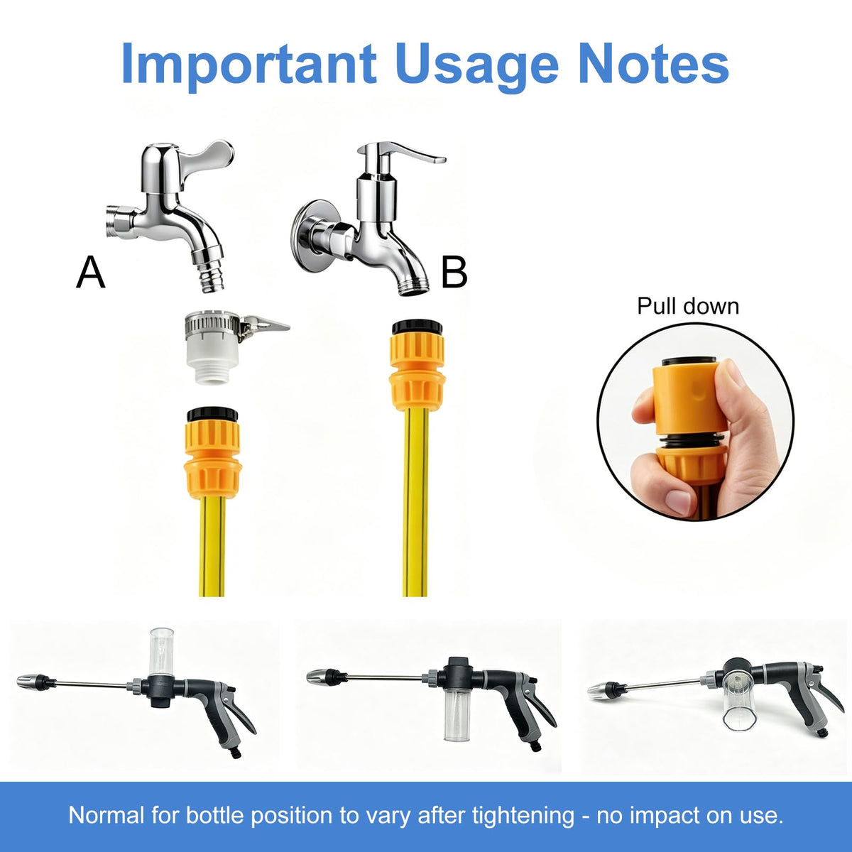 Aquoxis Pressure Washer Gun, High Pressure Jet Hose Nozzle, 3 Spray Modes Handheld Pressure Washer Nozzle for 3/4" Garden Hose, Watering Sprayer for Cleaning Yard Patio Car Pets, Easy to Install (C)