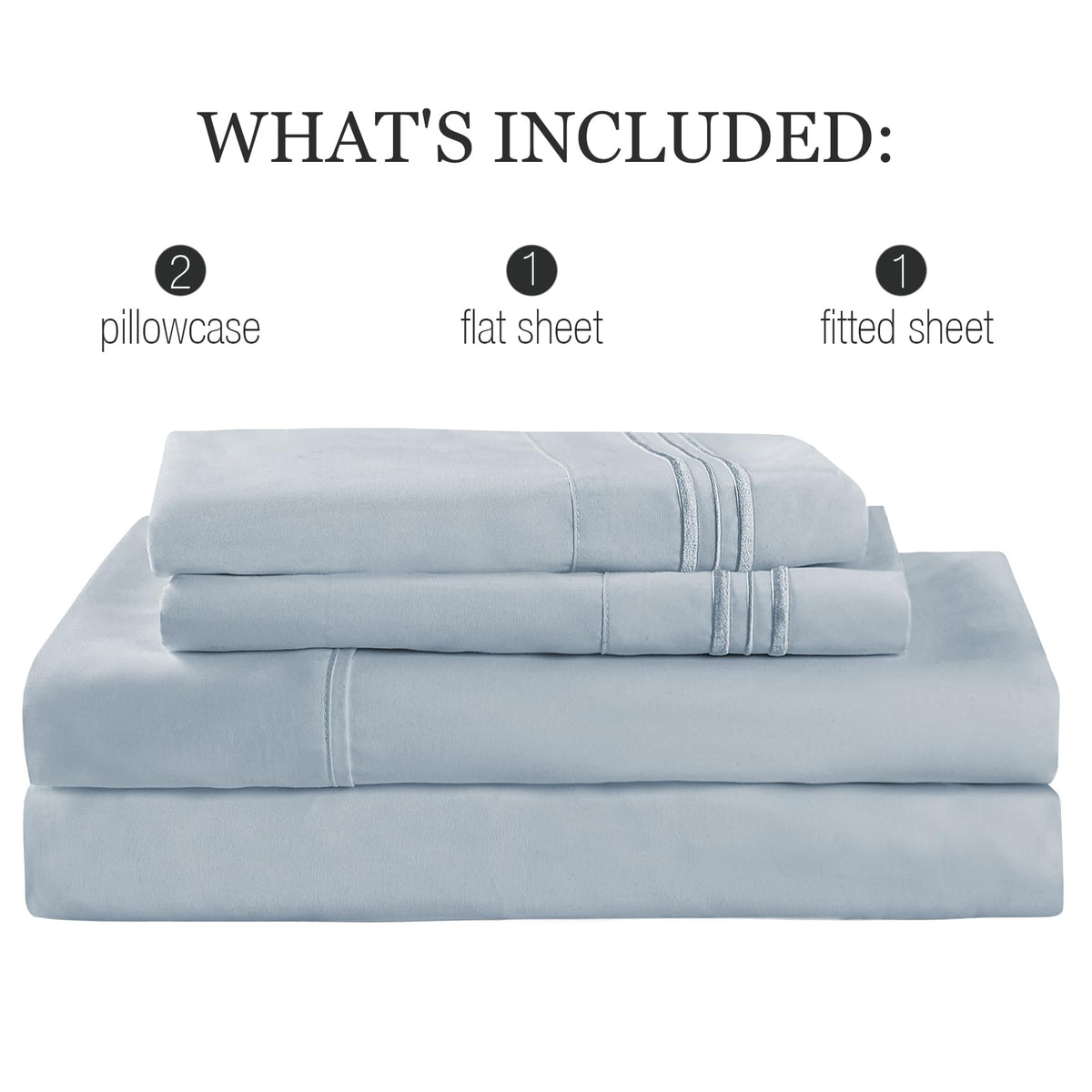 Yibeizi King Size Sheets Set Cooling Deep Pocket Bed Sheet Sets, Light Blue Soft Microfiber Oeko-Tex Hypoallergenic Sheets & Pillowcases Wrinkle Free Bedsheets