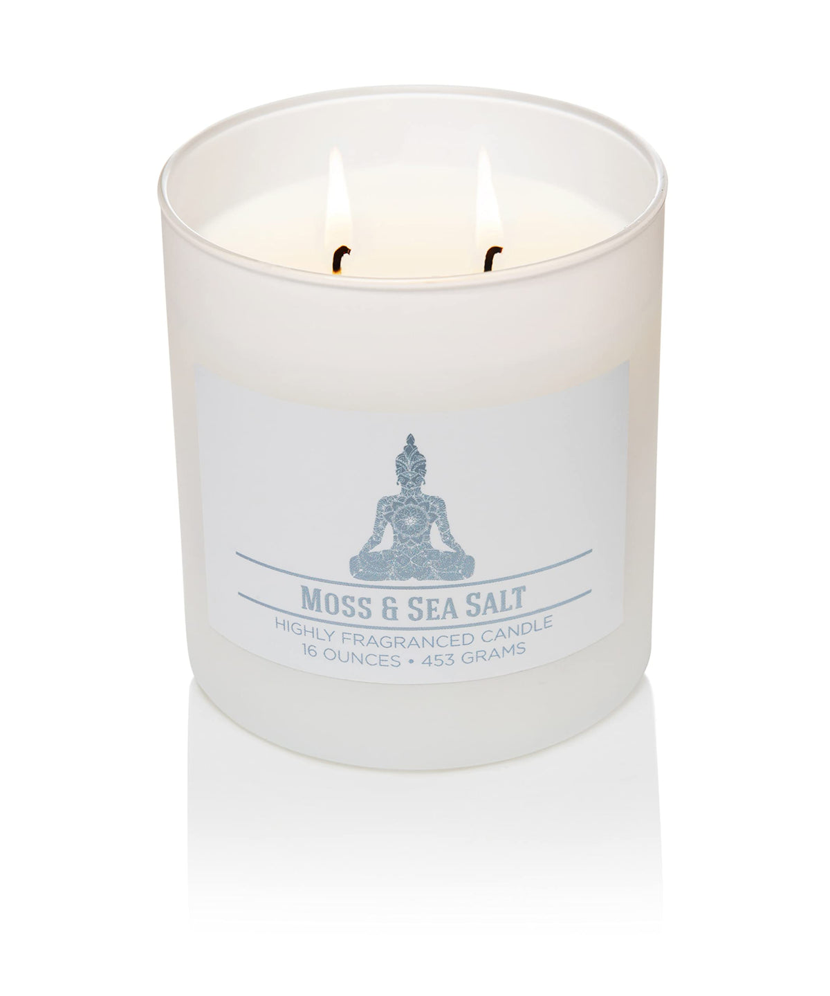 Carolina Moss & Sea Salt Scented Candle, 16 oz Wellness Relaxing Aromatherapy Candle, 2 Wick White Jar Soy Blend Wax, Candles for Home, 60H Burn - Made in The USA