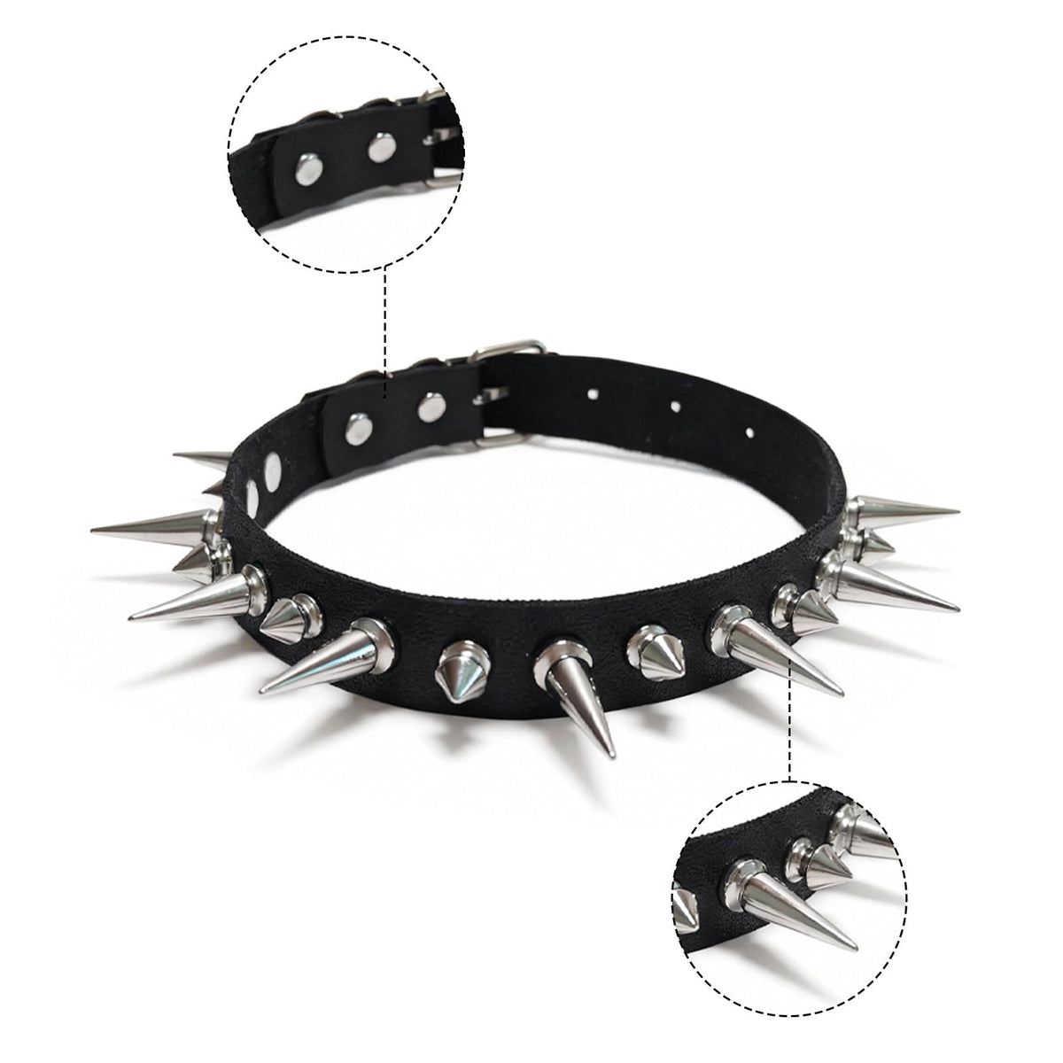 Qoncosy 5 Pcs Goth spiked choker Necklace Set, Spiked Choker with Heart and Paw Studs, Gothic Cat Collar, Adjustable PU Leather Collar for Women, Gothic Punk Rock Accessories for Concerts Halloween Cosplay (Gothic4)