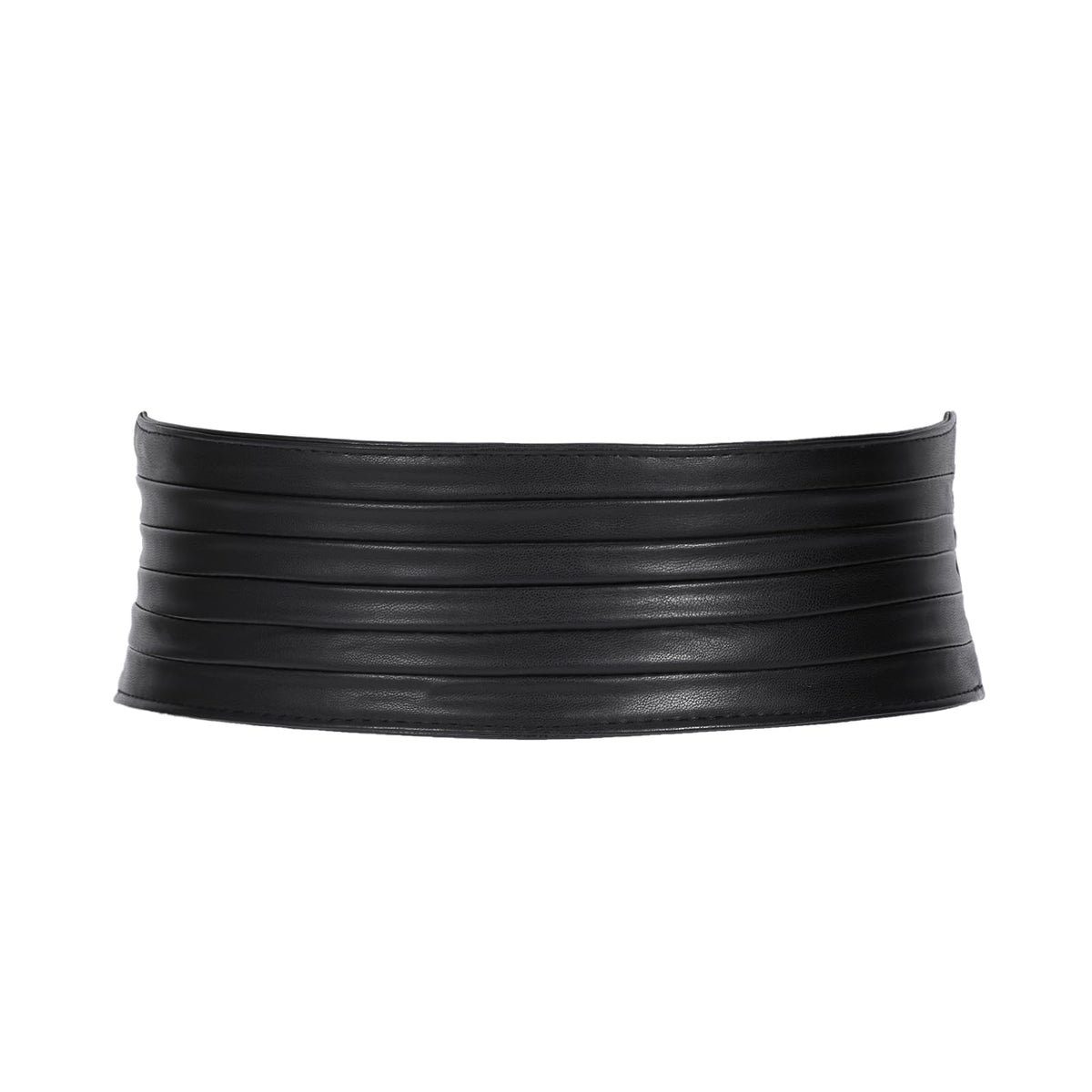 SANSTHS Women Wide Elastic Belts for Dresses Vintage Fashion Stretchy Waist Belts Ladies Cinch Belts Leather Waistband,Black,M
