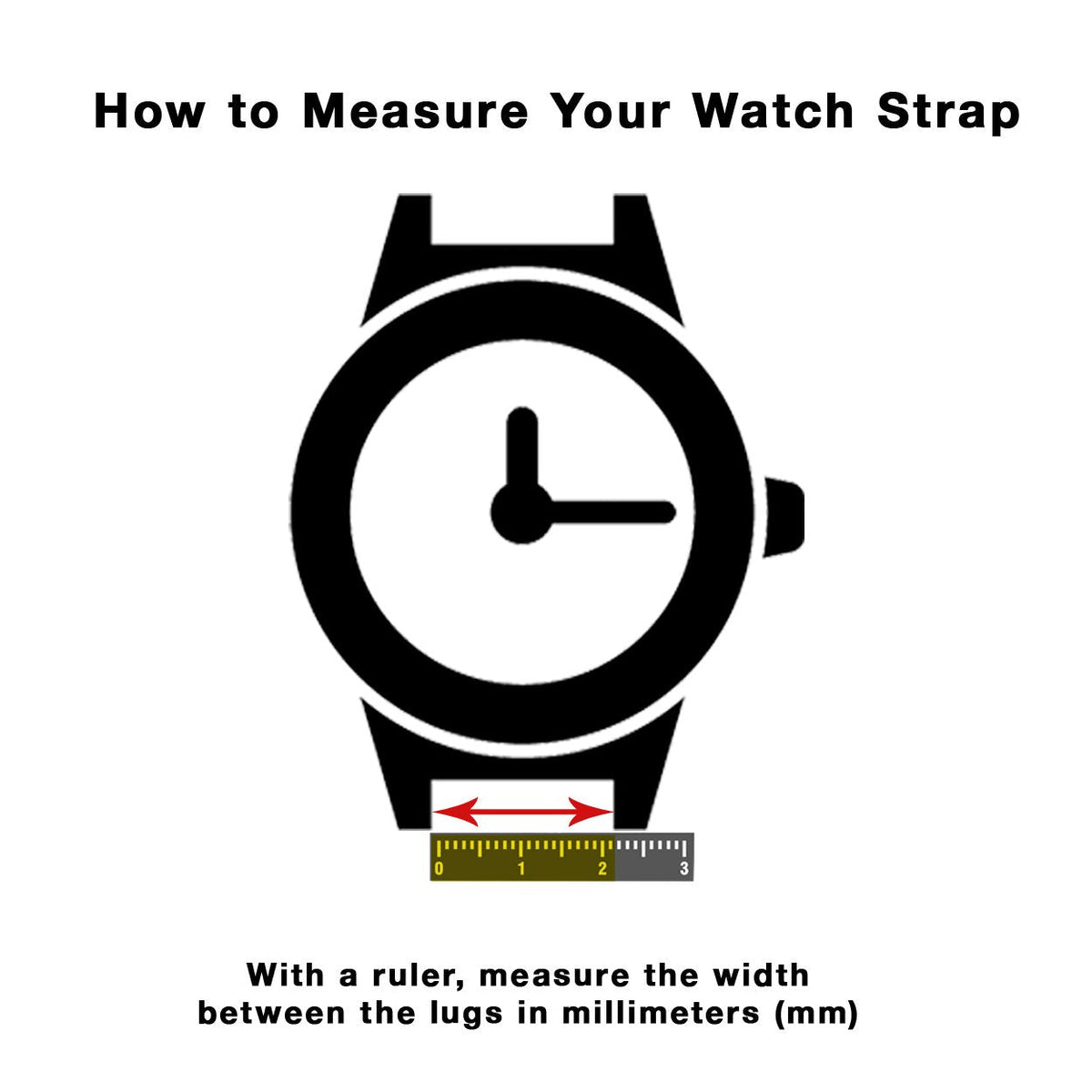 Bandini Extra Long (XL) 8mm Womens Italian Leather Watch Band Strap - Black - Buffalo Pattern - Slim