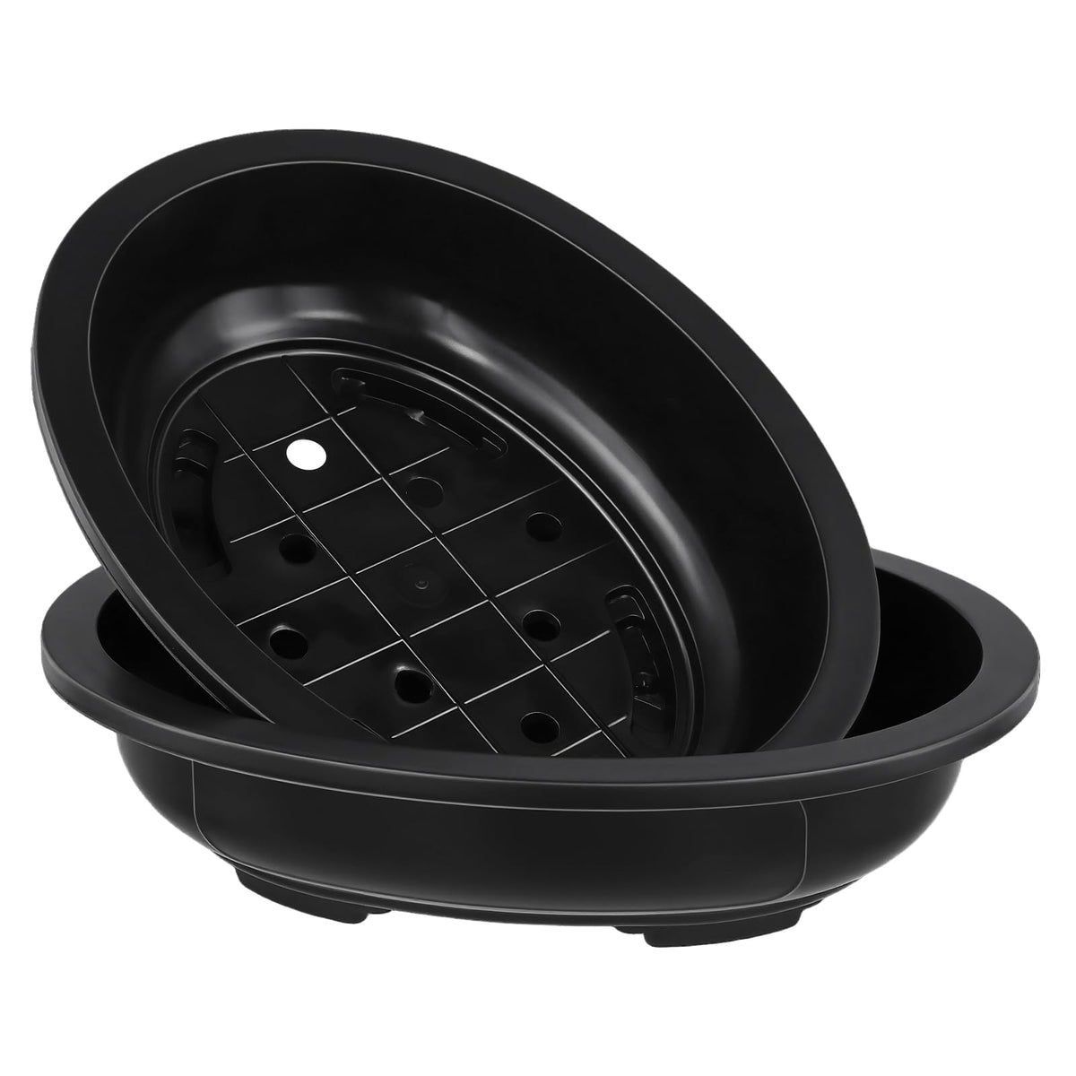 HAKZEON 12 Pcs 12 Inch Bonsai Training Pots, Matte Finish Plastic Oval Bonsai Training Pots with Drainage Hole, Oval Planters Shallow for Balcony Garden Nursery, Home Succulent, Indoor Plants, Black