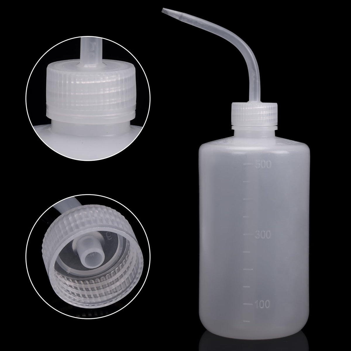 DEPEPE 6pcs 500ml Plastic Safety Wash Bottles - Lab Squeeze LDPE Squirt Tattoo Bottle With Narrow Mouth and Scale Labels (17oz x 6)