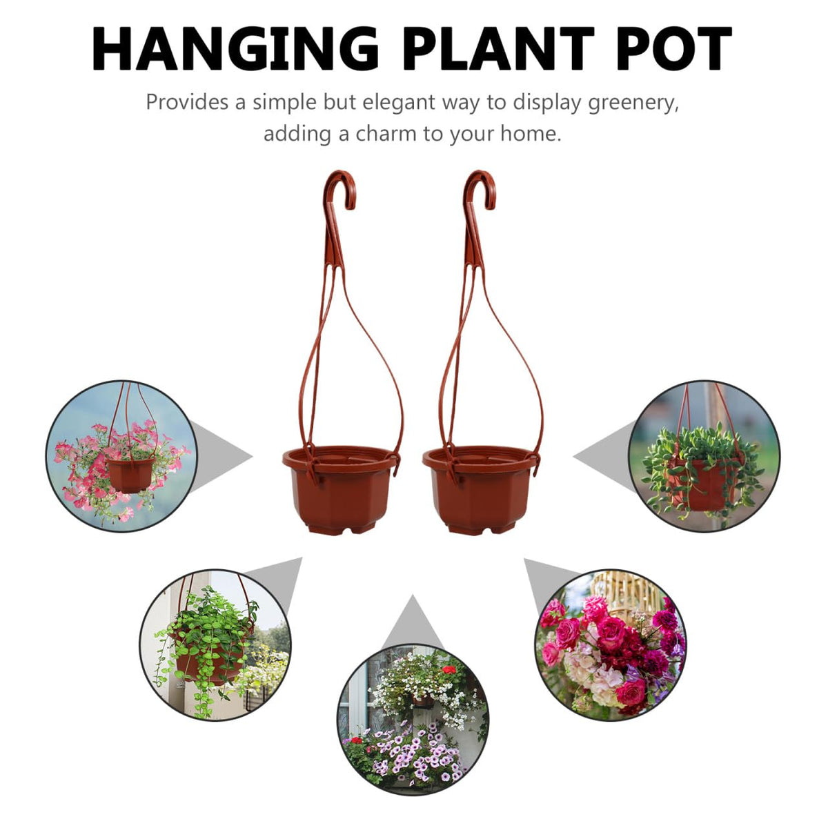 Mipcase 10 Pcs Hanging Planters for Indoor Plants: Plastic Plant Pots with Drainage & Hooks for Flowers Herbs Succulents- Hanging Baskets for Home Garden Decor, 11.79X3.85X2.36in (Dark Red)
