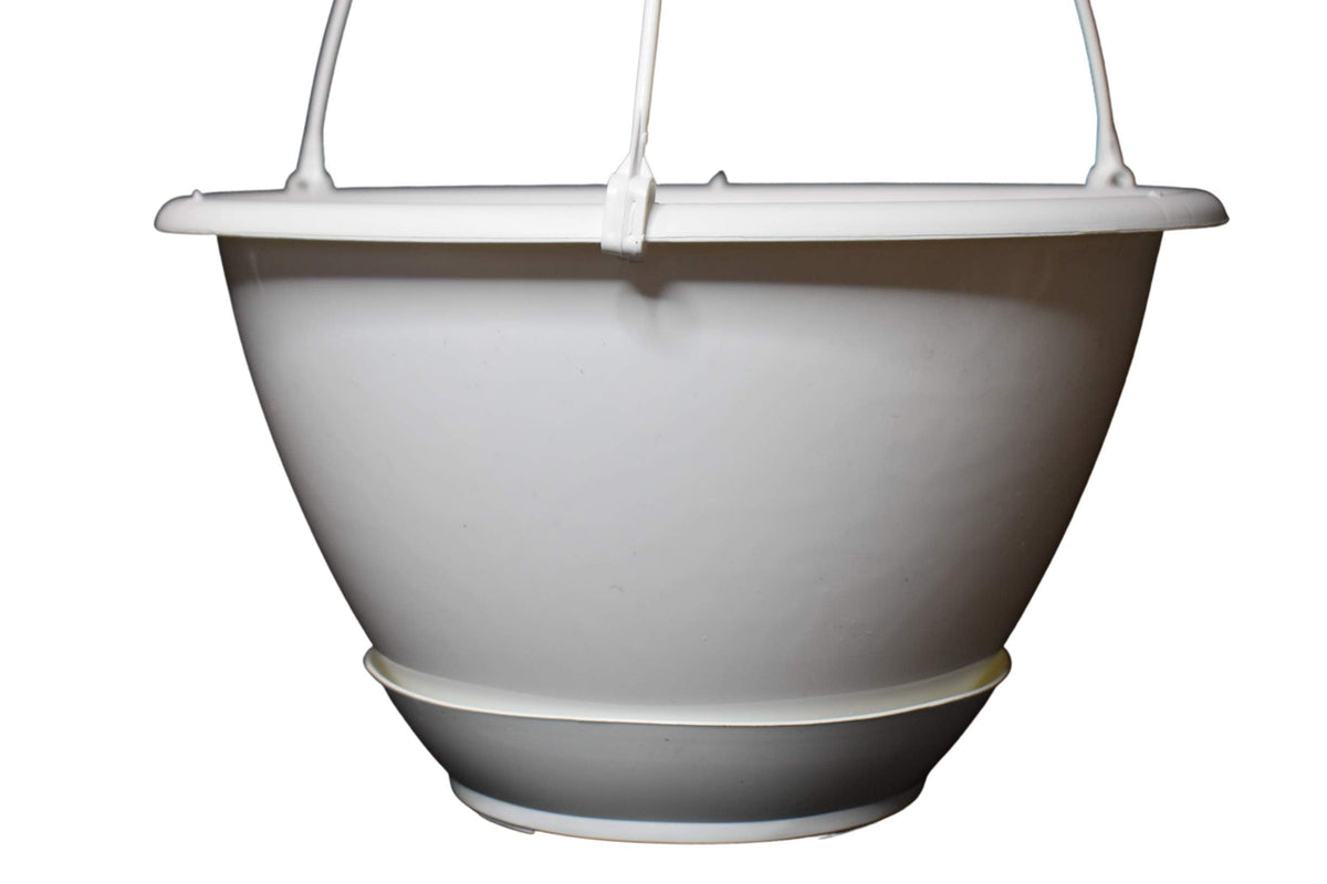 10" White Plastic Hanging Basket with Saucer for Indoor/Outdoor Use by Koba (5)