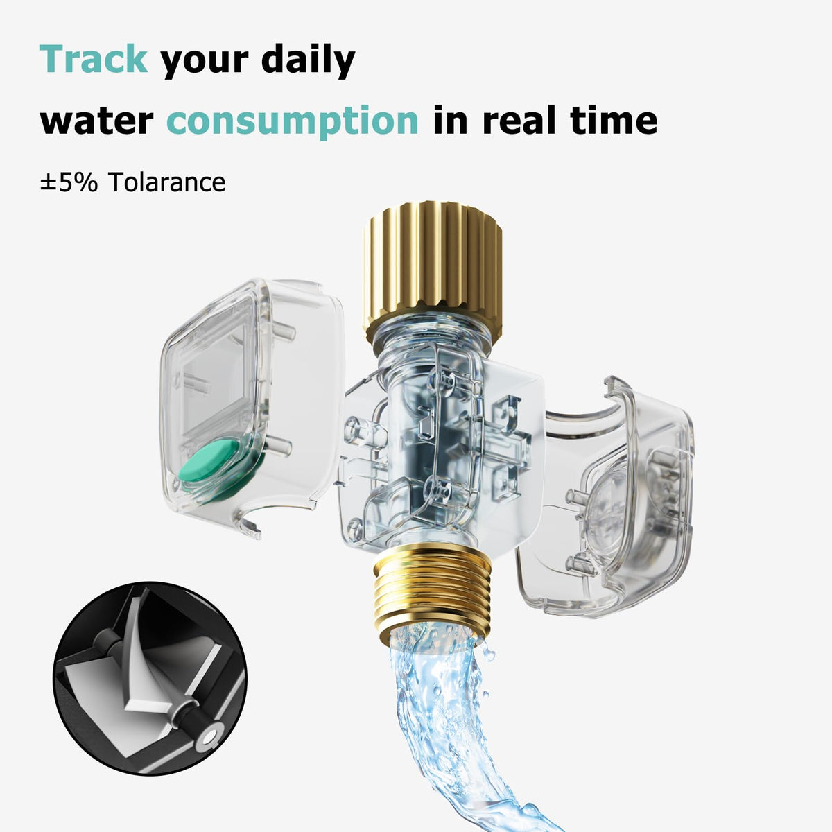 QUOBAS 3 Pack Water Flow Meter with Brass Fittings, Easy-Install Garden Hose Flow Meter for RV, Outdoor Plants, Lawn & Pool, Waterproof Screen, Tracks Gallon/Liter Usage, 4 Modes