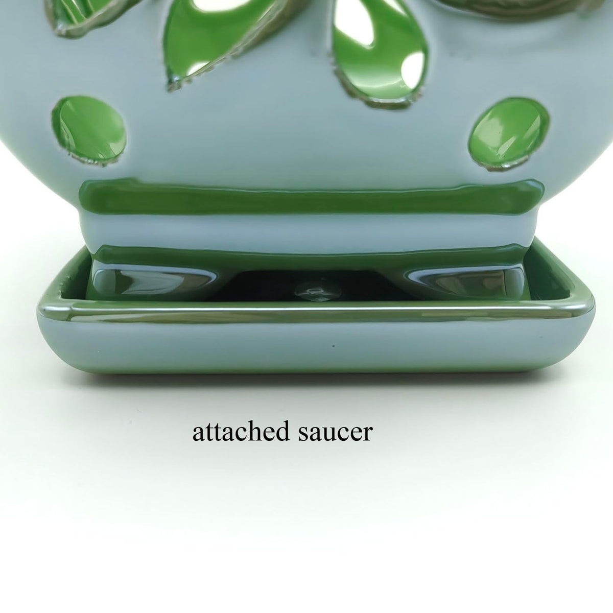 Grdthzey Orchid Pots with Holes Square Ceramic Orchid Planter Pots 5.5 inch (Green)