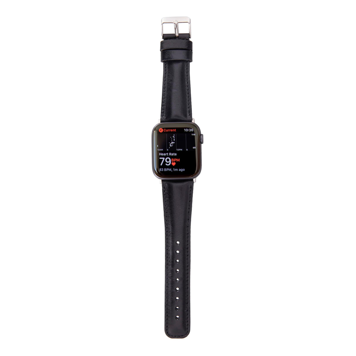 benvato Premium Handmade Leather Watch Band for Apple Watch SE 3 2 1 & Series 11 10 9 8 7 6 5 4 3 2 1 fits 42mm 41mm 40mm 38mm (Black w/Silver Connector&Clasp)