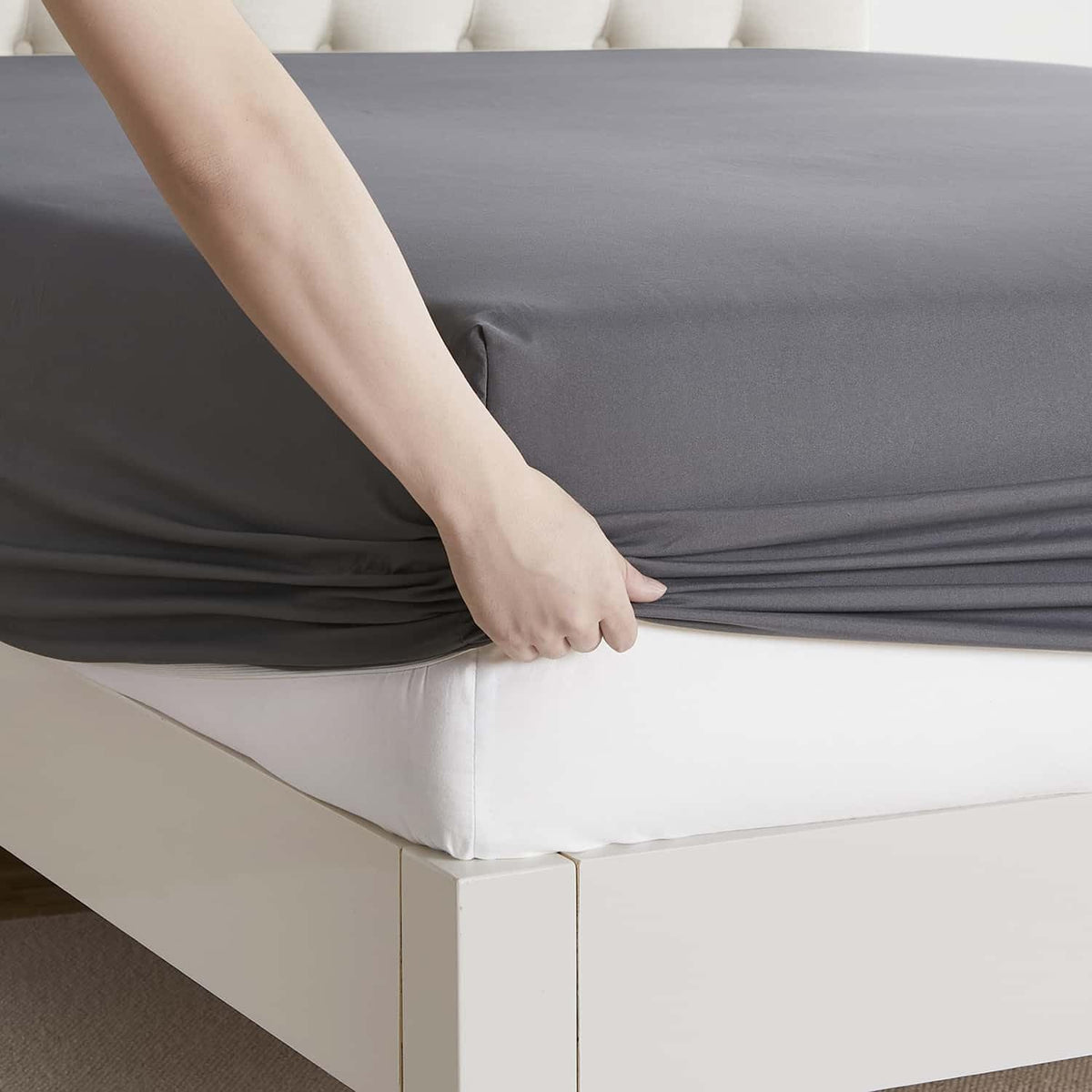 Clara Clark RV Queen Sheets, 6 Piece RV Sheets Set - Hotel Luxury Sheets for RV Bunks, Super Soft Bedding Set, Short Queen,Charcoal Gray