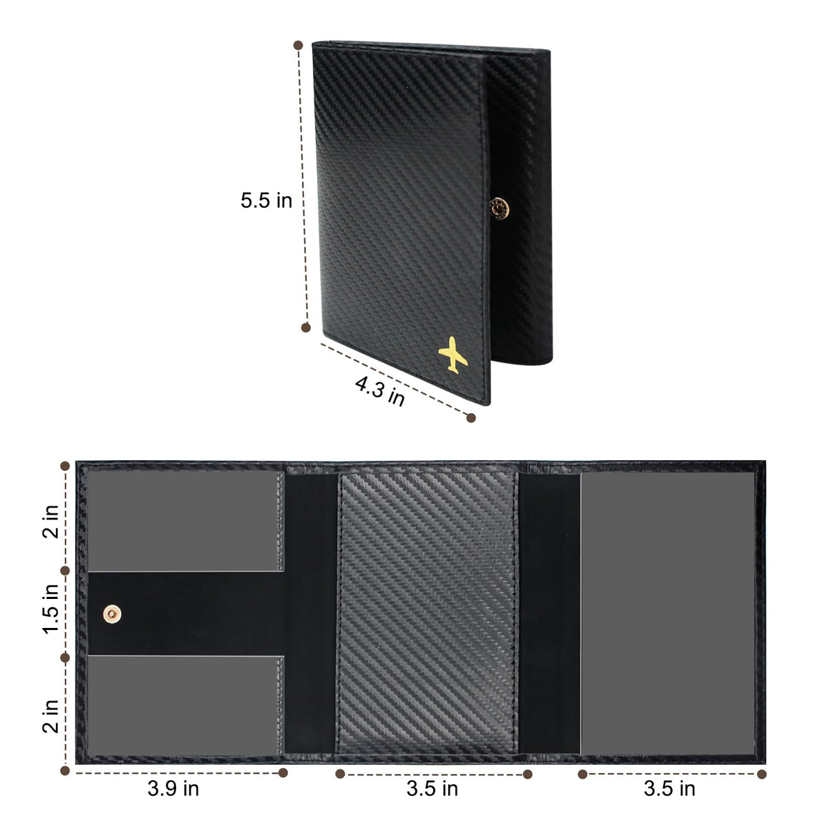 iSamzan Pilot Wallet Passport Holder - Microfiber Fabric Leather Pilot Passport Wallet Accessories