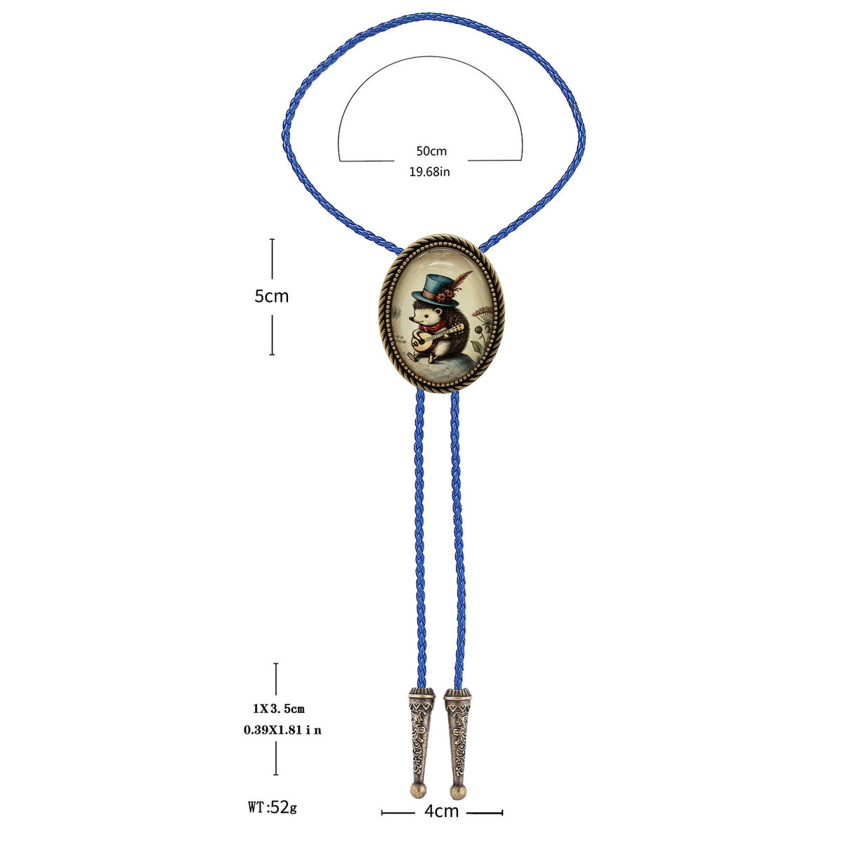 Jeilwiy Hedgehog Bolo Tie for Men Women 3D Animal Bolo Tie Adjustable Blue Leather Necktie Novelty Cowboy String Ties Music Inspired Accessory