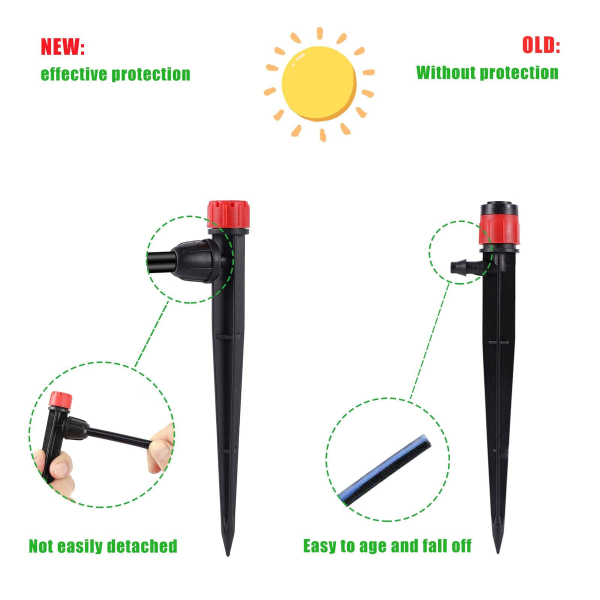 Drip Irrigation Emitters with Adjustable 360 Degree Water Flow Drippers for 1/4 inch Tubing,25pcs Garden Drippers Sprayer 25pcs Drip Irrigation Emitters Perfect(50pcs-Colorful*25 Sprayer*25 Drip)