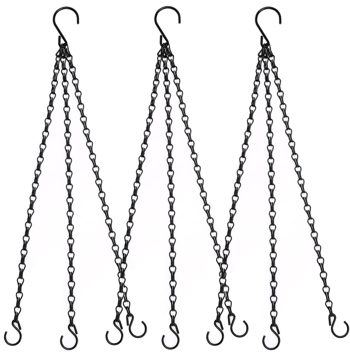 Heybe 20 Inch Hanging Basket Chain, 3 Point Hanging Chains with Hooks for Pot Planters Bird Feeders Lantern Lamp,Extended Hangers for Hanging Badkeys(20 inch,3 Point)