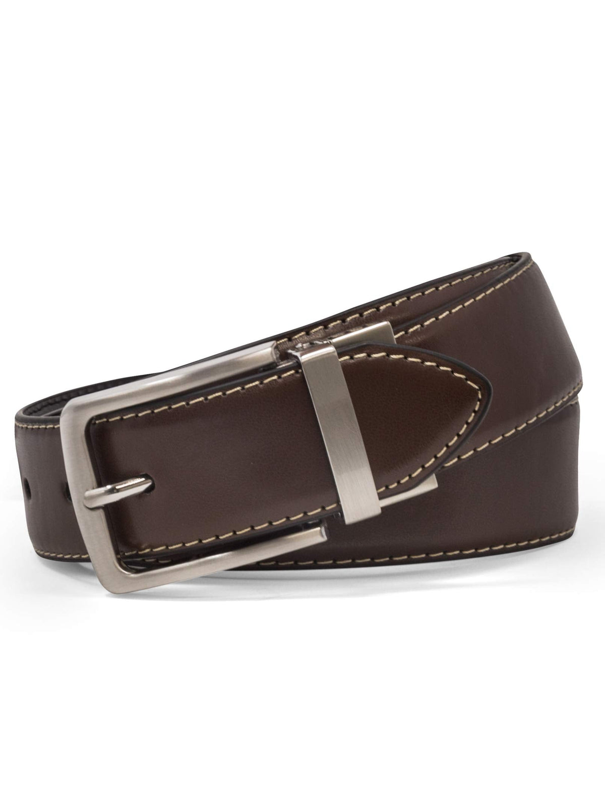 Steve Madden Reversible Men's Dress Casual Every Day Leather Belt, Brown/Black, 34