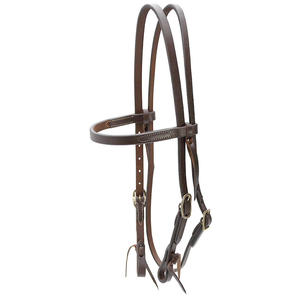 Jeffers LuxeLeather Heavy Oiled Leather Browband Headstall with Water Tie Bit Ends for Horses - Adjustable Western Horse Bridle Headstall, Harness Leather Tack for Riding Training Trail - Full Size