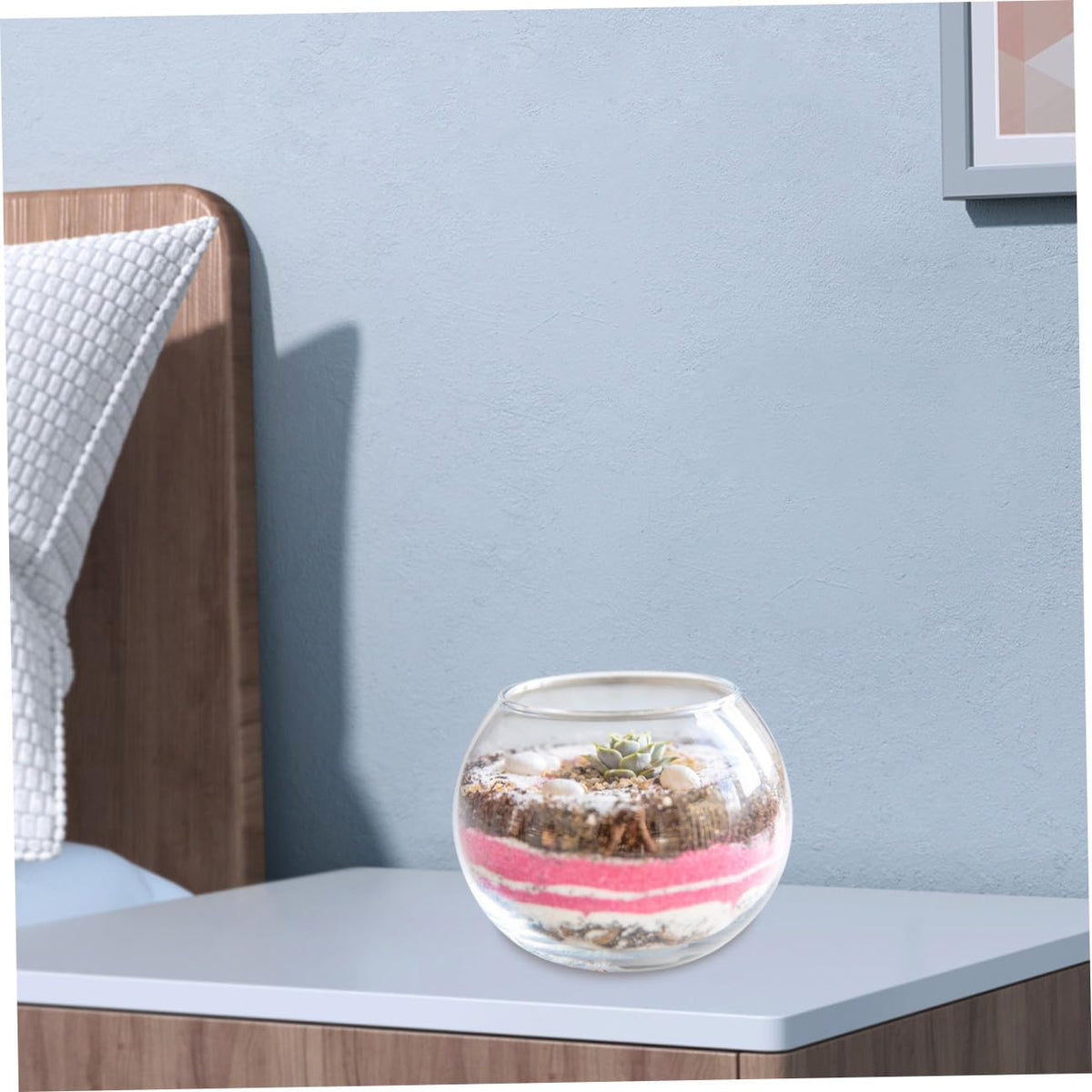 jojofuny Small Round Glass Bubble Vase 15cm Hydroponic Plant Container Succulent Terrarium Flower Pot for Home Office Decoration