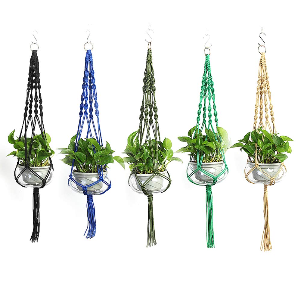 Vpang 2 Pack Macrame Plant Hanger, Outdoor Indoor Hanging Planter Basket Flower Pot Holder Nylon Rope Home Decor 41 Inch (Blackish Green)