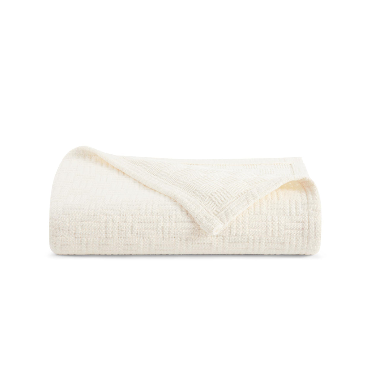 Arkwright Basket Weave Throw Blanket - 100% Ringspun Cotton All Season Throws, Luxury Hotel Quality, Soft on Skin, Breathable, 300 GSM for Bed, Sofa, and Chair, 50 X 70 in, Ivory