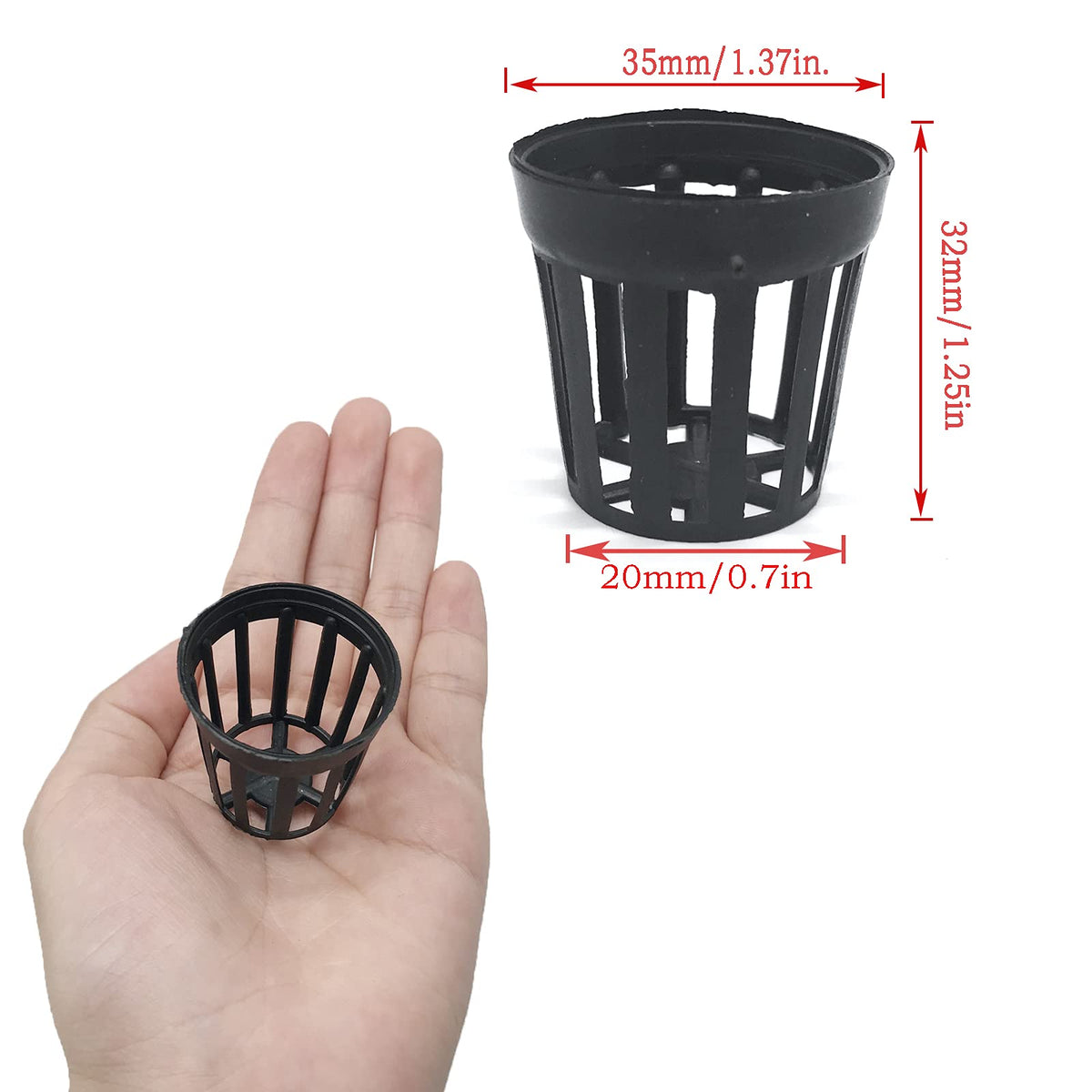 QINGSHENG 50pcs Plastic Aquatic Plant Planting Basket,Slotted Mesh Plant Pots,Round Pond Plant Basket,for Hydroponics(Black，Small Size