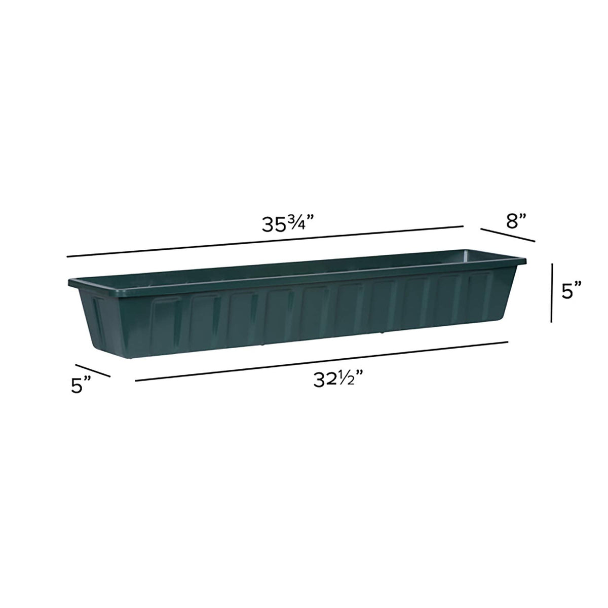 Root & Vessel Poly-Pro Plastic Flower Box Planter, Hunter Green, 36-Inch