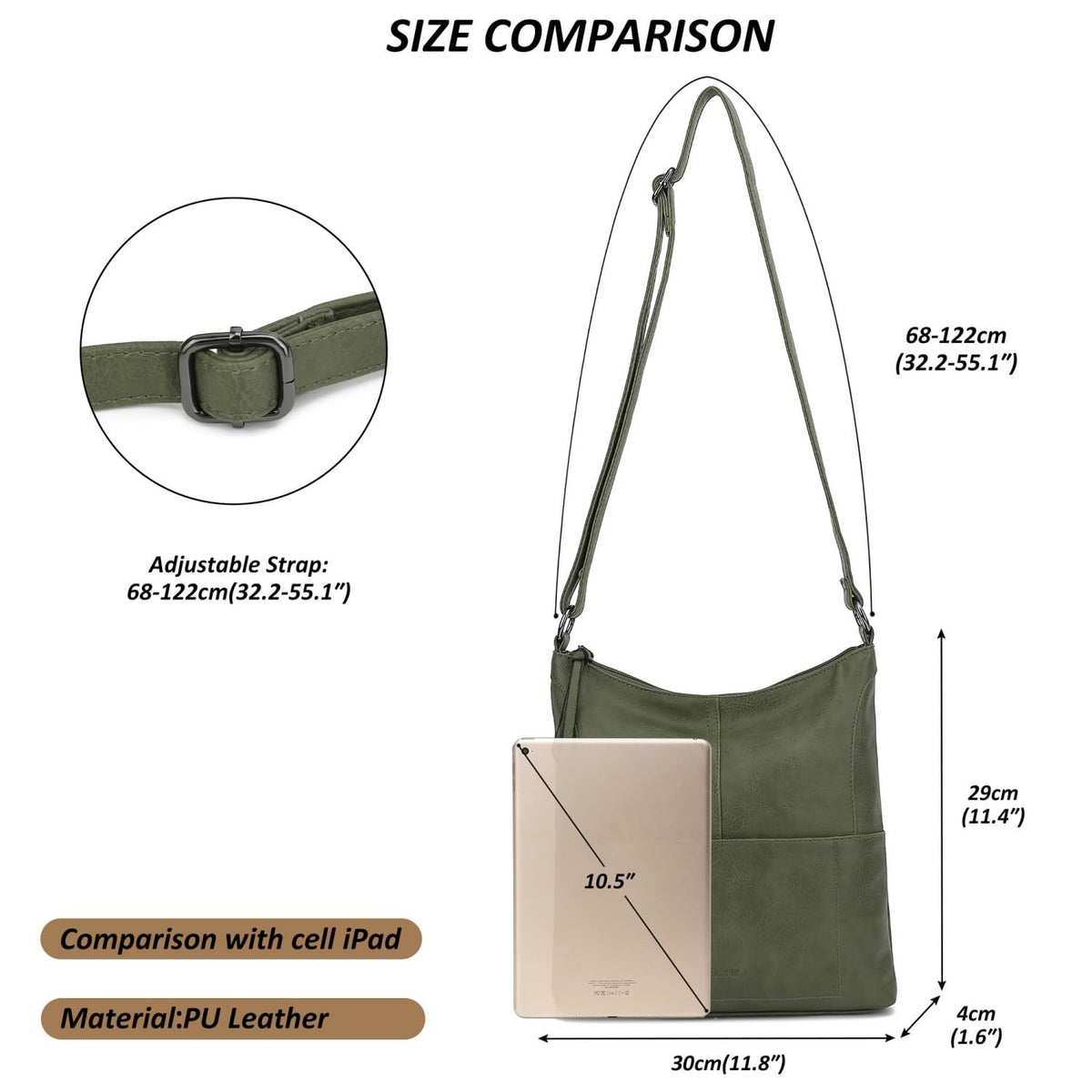 TANTOMI Crossbody Bags Handbags for Women Vegan Leather Purse and Shoulder Bag with Adjustable Shoulder Strap