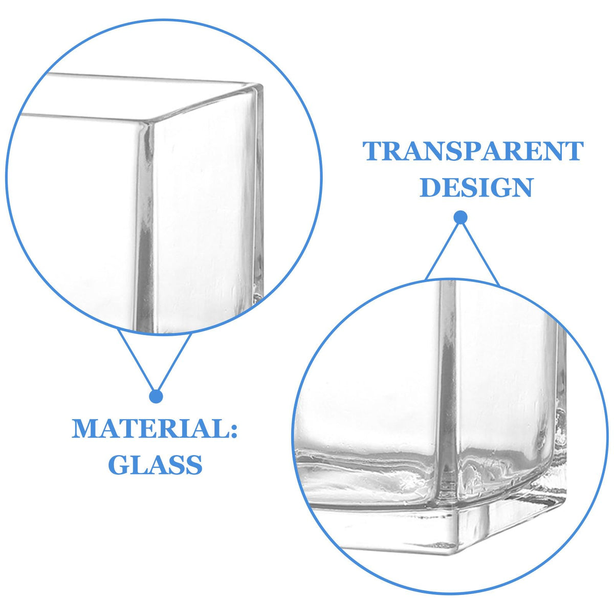 INOOMP Square Glass Hydroponic Vase 10x10cm Thick Cube Flower Vase for Home Desk Decor, Glass Plant Terrarium Bottle for Modern Indoor Gardening