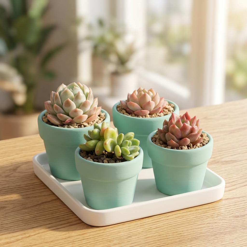Yuvori Mini Pastel Terracotta Pots for Micro Gardens – 30 Pack, 1.7” Tiny Breathable Clay Planters, Macaron Colors, for Moss, Fairy Gardens, Dollhouses, and Succulents (Painted Green, 1.2 Inch)