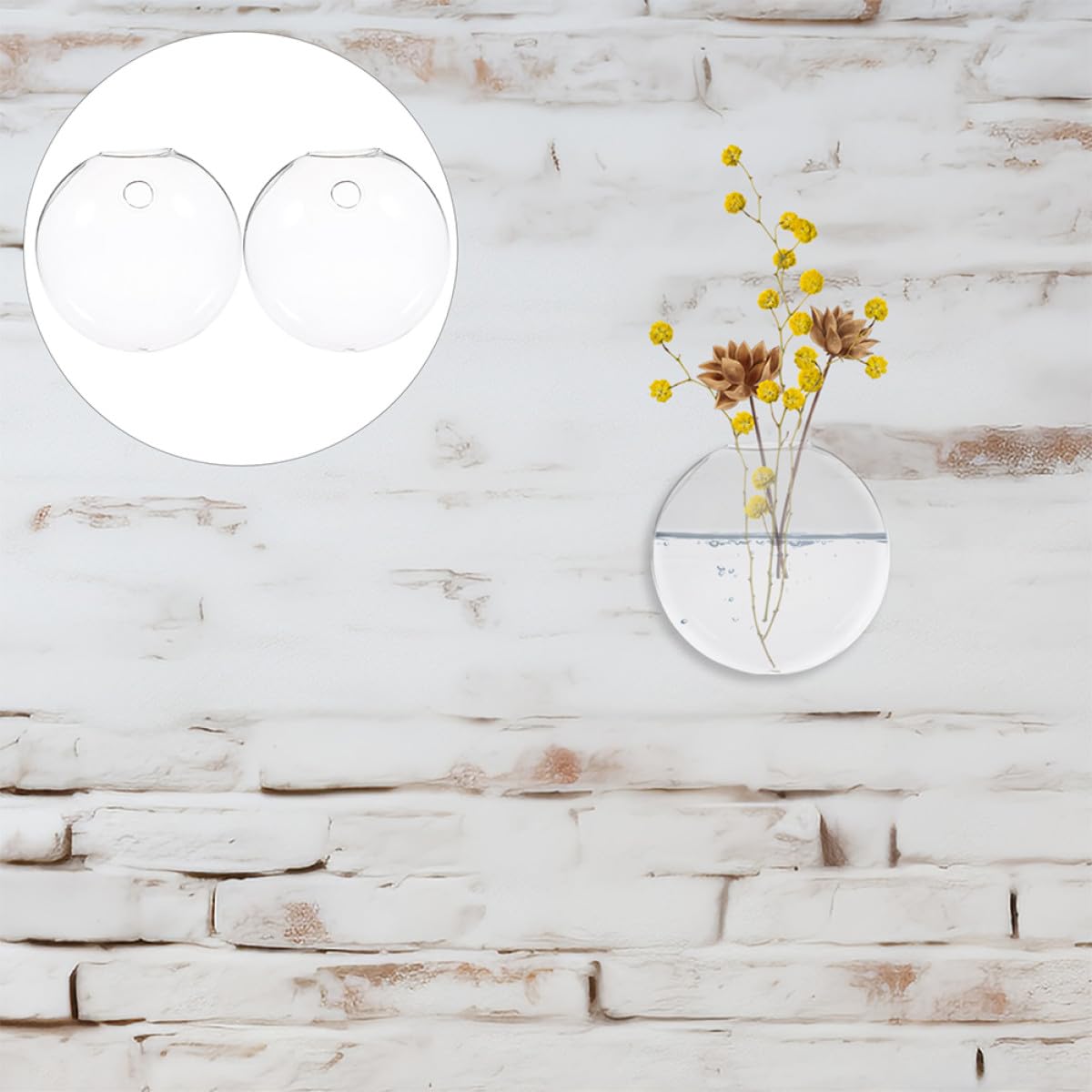 ULTECHNOVO 6pcs Wall Mounted Glass Flower Vases Hydroponic Planter Flat Glass Terrarium Pots for Home Décor and Indoor Plants