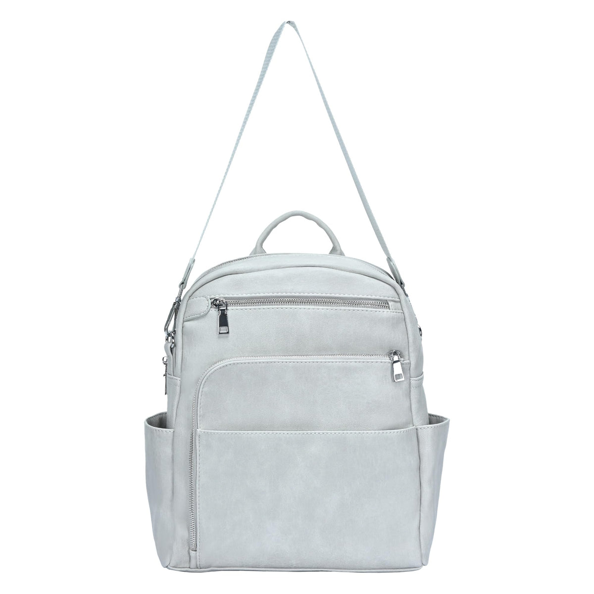 MMS Brands Antik Kraft Willa Vegan Leather Backpack (Grey) | Convertible Backpack Purse for Women | Vegan Leather Shoulder Bag | 13" L x 4" W x 14" H