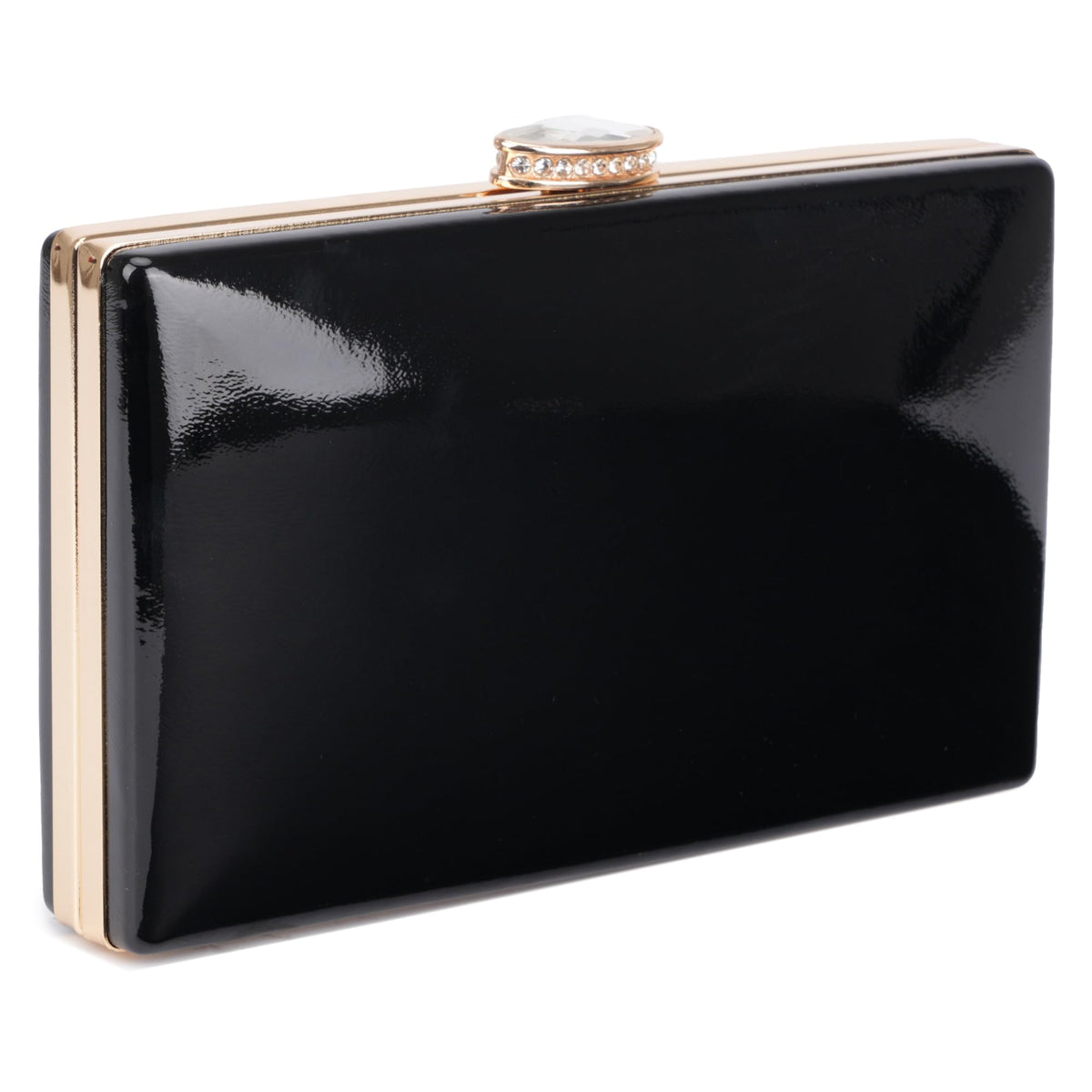 Milisente Patent Leather Clutch Purses for Women Glossy Evening Bag For Wedding Cocktail Party With Detachable Chain(Black)