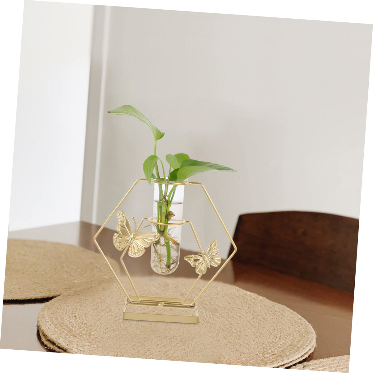 Zerodeko Hydroponic Plant Vase Hexagonal Glass Terrarium with Lightweight Floral Holder for Wedding Centerpieces Home Office Desktop Decoration