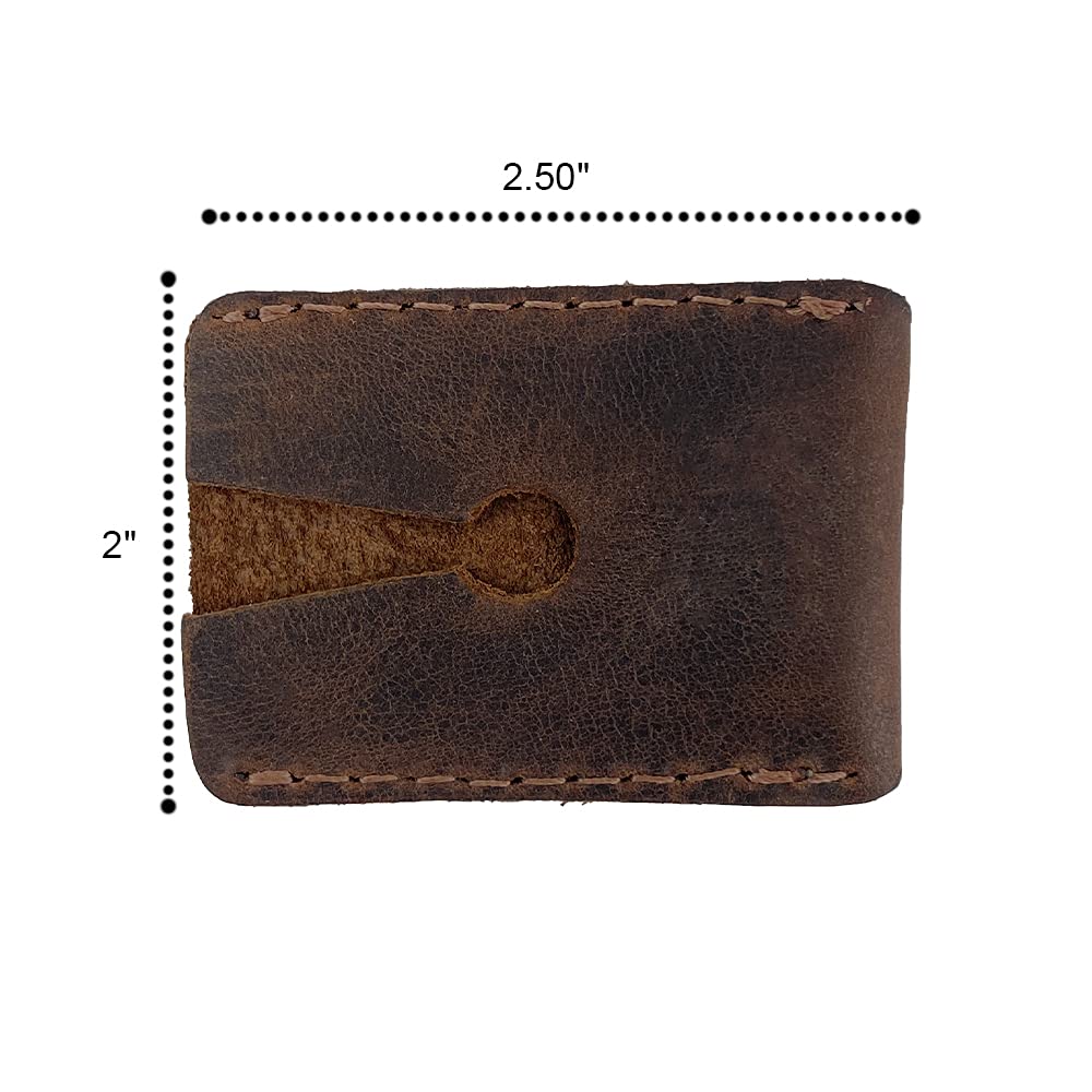 Hide & Drink, Leather Double Edge Safety Razor Head Protective Sheath, Shaving Travel Cover Handmade (Bourbon Brown)